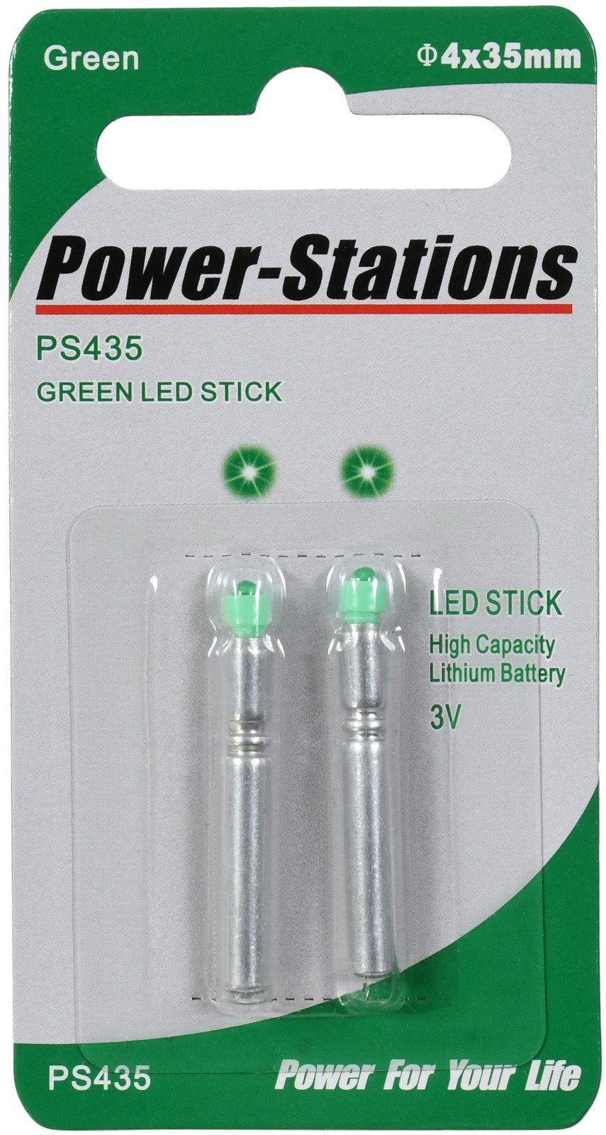 Powery OEM Lithiumbatterie CR435 mit LED grüner Batterie, (3 V) Blister 2er
