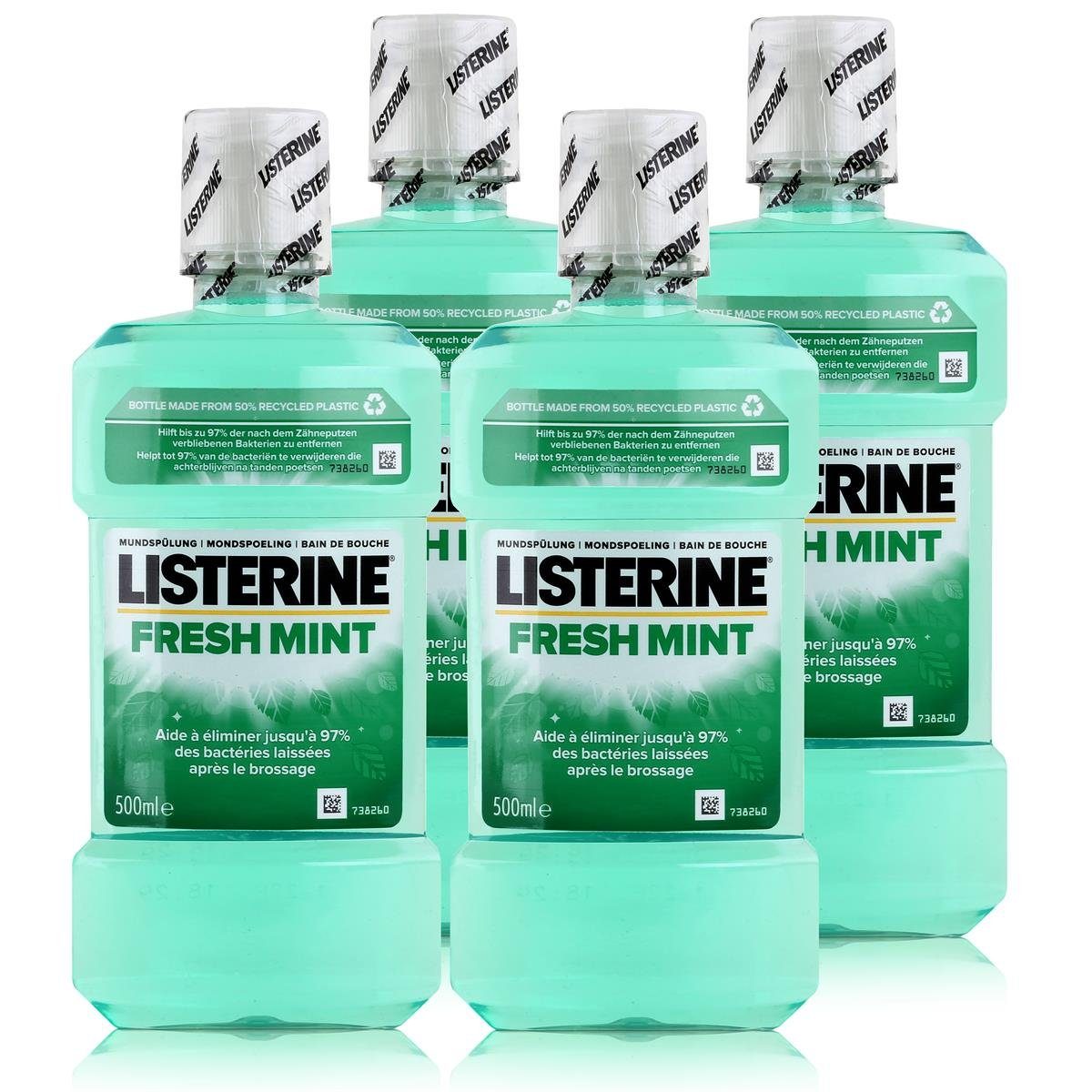 Listerine Mundspülung Listerine Fresh Mint 500ml - Für die tägliche Mundspülung (4er Pack)
