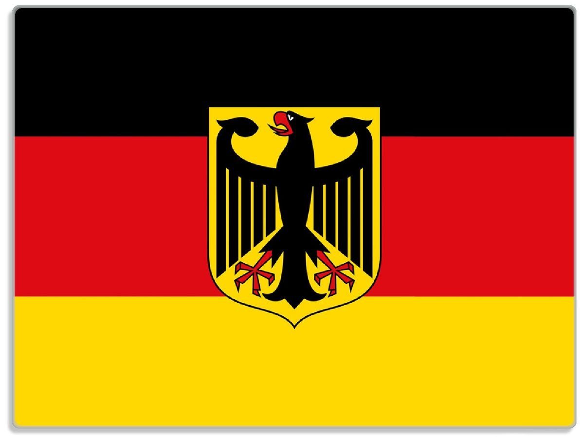 Wallario Schneidebrett Deutsche Flagge mit Wappen, ESG-Sicherheitsglas, (inkl. rutschfester Gummifüße 4mm, 1-St), 30x40cm