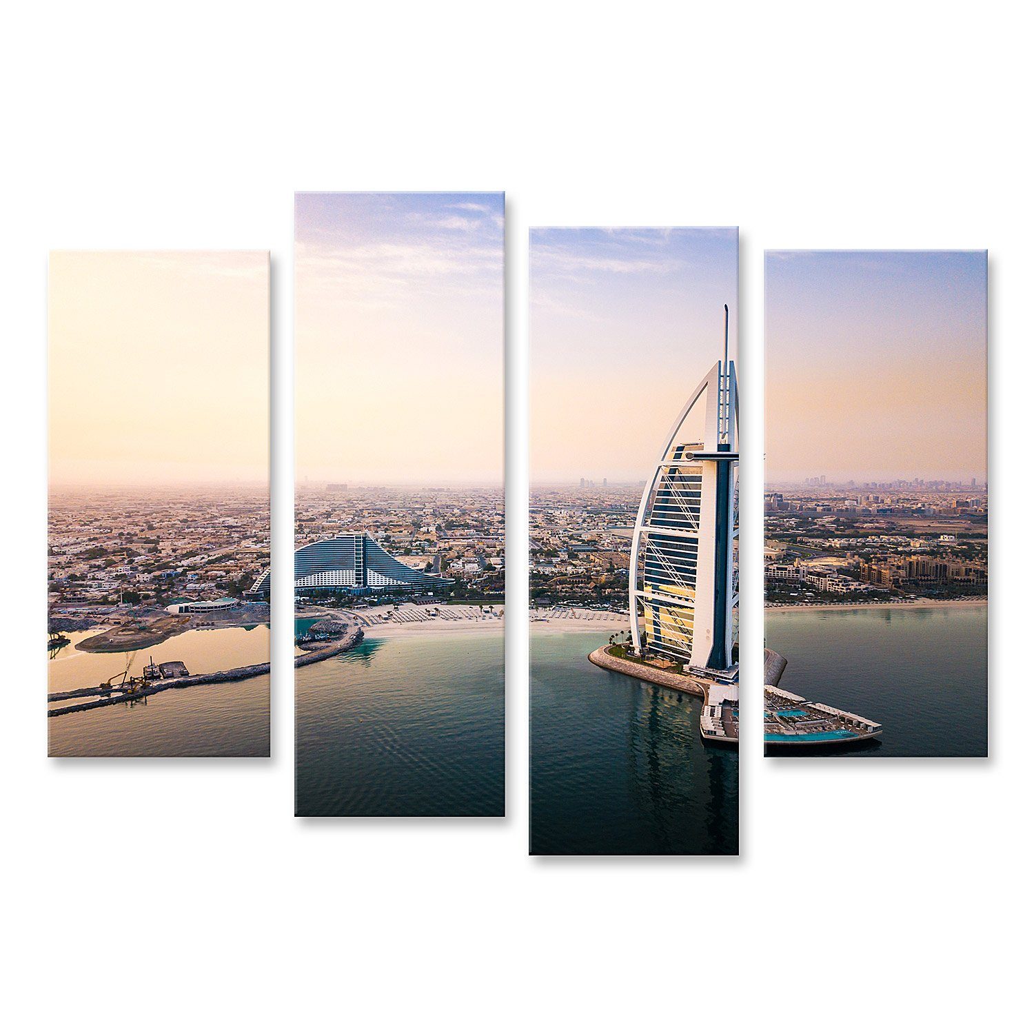 islandburner Leinwandbild Bild auf Leinwand Dubai Seaside Skyline und Burj Al Arab Luxushotel be