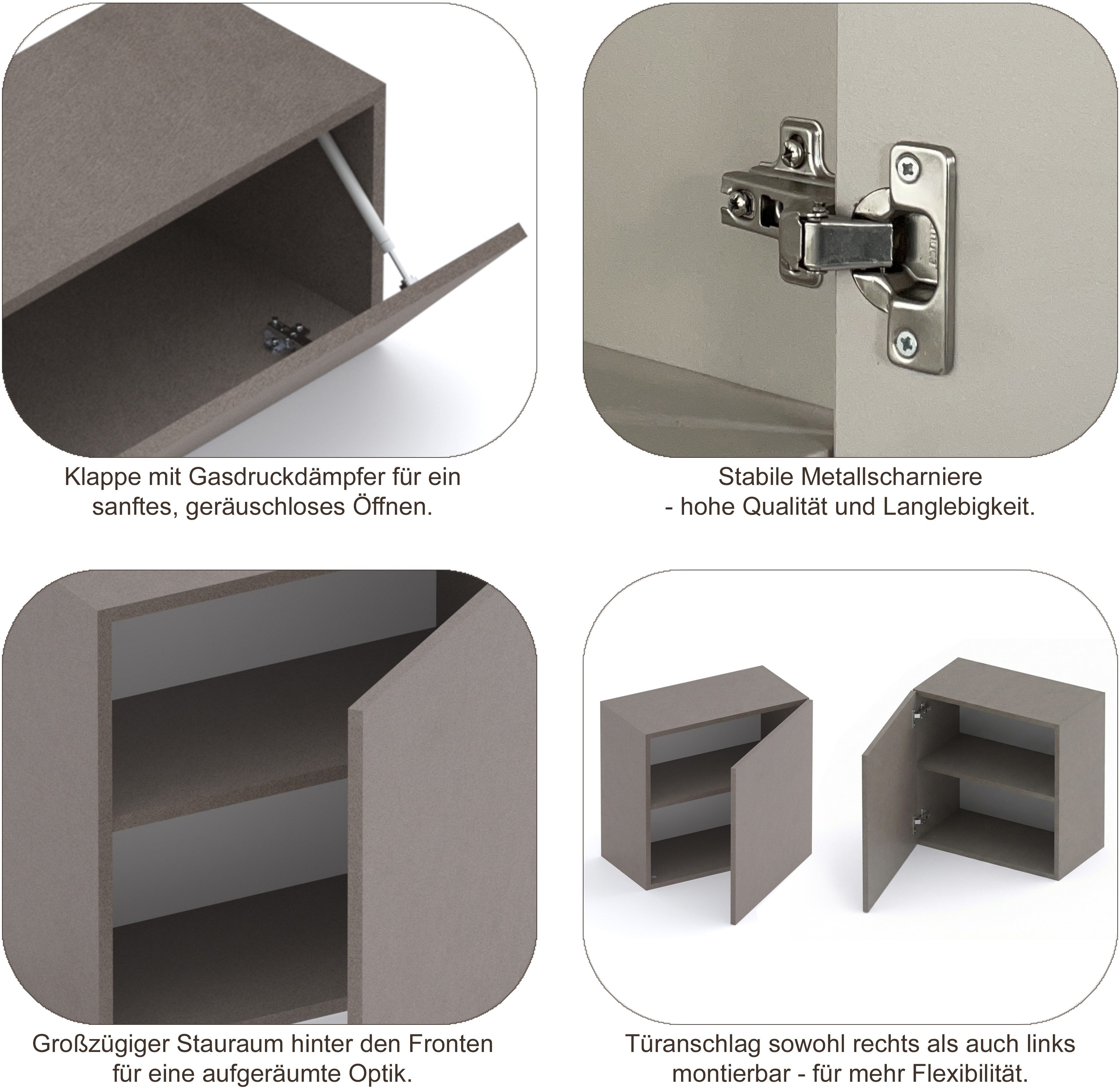 Home affaire Garderoben-Set Infinity, 4tlg. Breite 138 cm, Höhe variabel, moderne Garderobe, (Spar-Set, 4-St), (Hängeschrank, Hängewürfel, Würfel-Element, Spiegel) ideal Diele, Flur