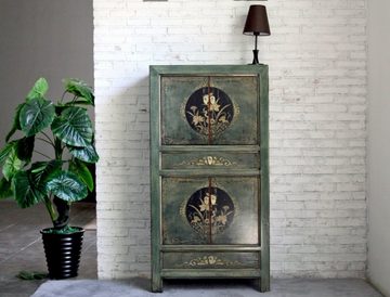 OPIUM OUTLET Kleiderschrank Möbel Asia Vintage Schrank chinesisch Hochzeitsschrank Hoch-Kommode komplett montiert, asiatisch orientalisch fernöstlich, Wohnzimmer Schlafzimmer Flur Diele, Landhaus Antik-Stil aus Holz