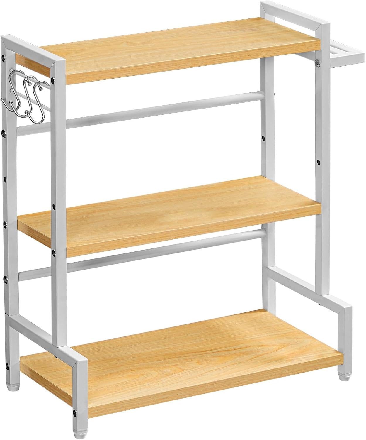 Hoobro Küchenregal Gewürzregal mit 3 Haken, mit Messerhalter, Verstellbare Füße, für Esszimmer, Küchen, Badezimmer