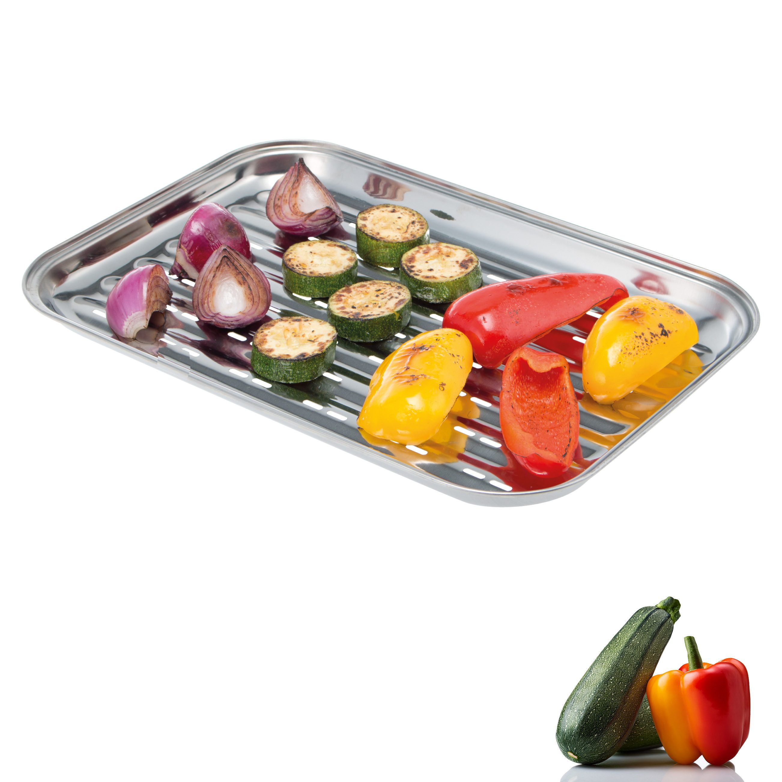 bremermann Grillplatte Grillschale, Grillpfanne Edelstahl, ca. 35 x 24,5 cm Grillplatte (1-St), perforierte Oberfläche