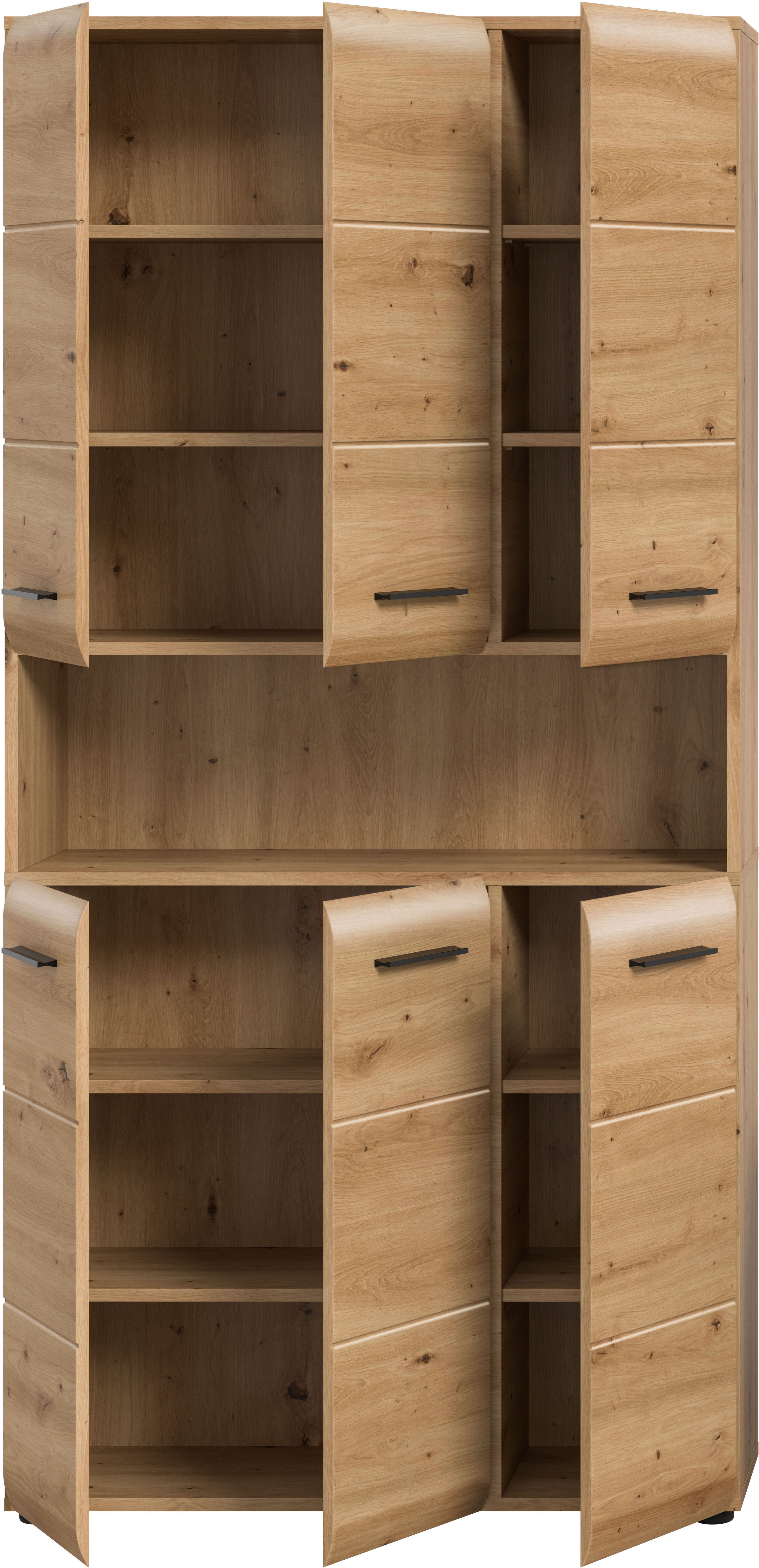 welltime Stauraumschrank FLORENZ, Höhe 185 cm, 4 oder 6 Türen, viel Stauraum (1-St., TOPSELLER) hochwertige MDF Front, Griff schwarz, Badschrank, Bad – Bild 4 von 5