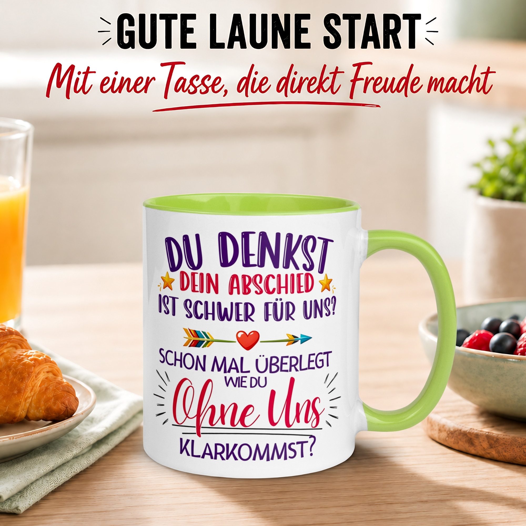 Momentals Tasse Abschiedsgeschenk Kollegin – „Du denkst DEIN Abschied ist schwer“, Gratis Versand · Links-&Rechtshänder · Spülmaschinenfest – Bild 3 von 5