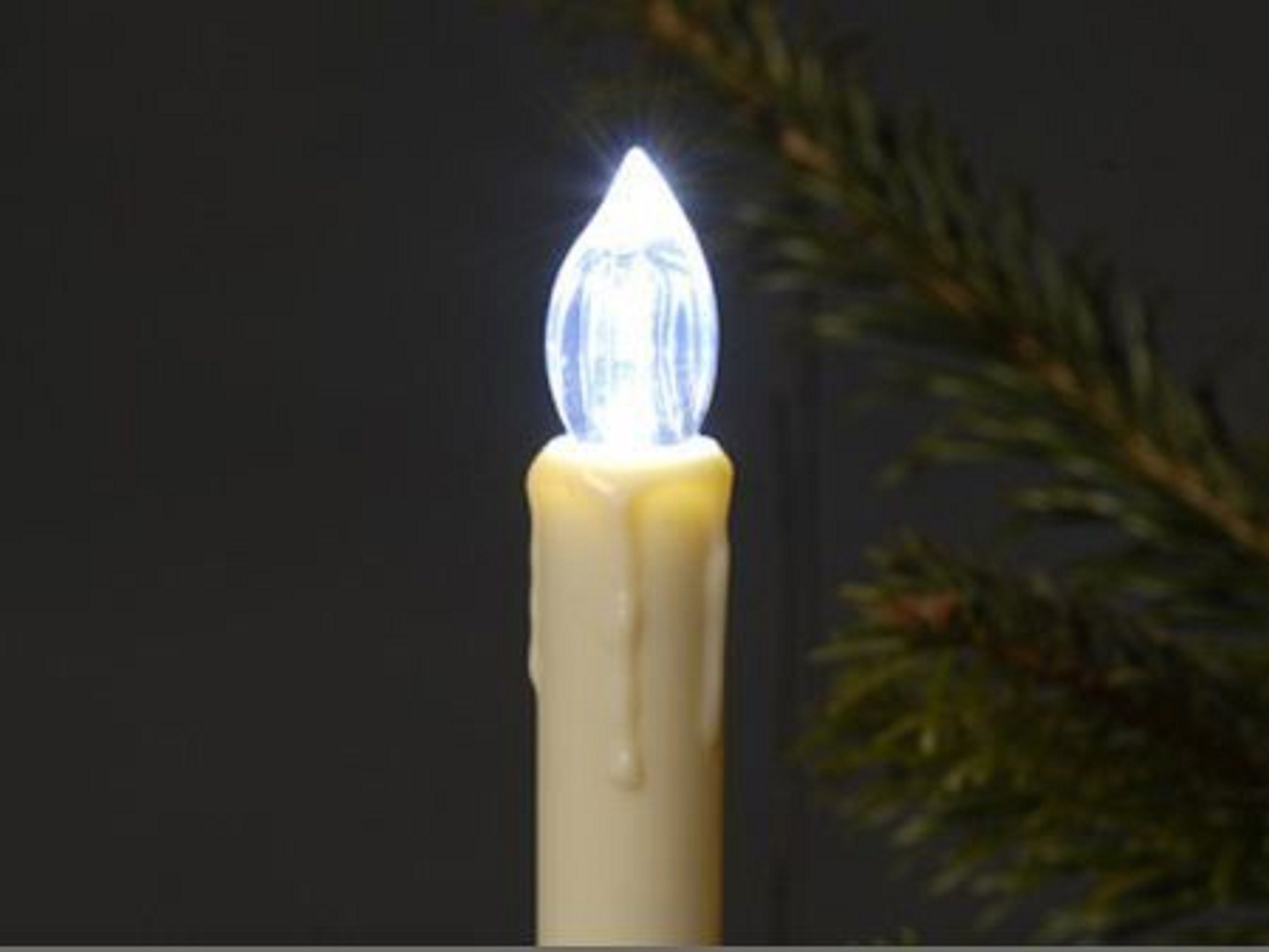 TRANGO Außen LED kaltweiß IP44 Stecksystem Weihnachtskerzen LED-Lichterkette, 24x 24-flammig, 340047KW