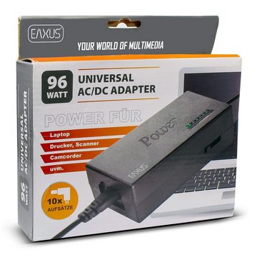 EAXUS Eaxus Universal Laptopladekabel Netzteil 96 Watt Laptop-Ladegerät (12V - 24V Einstellbare Spannung, 10 Adapter zum Aufstecken)