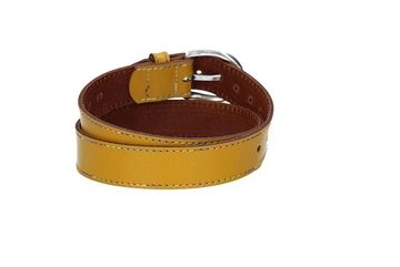 kiddybelts Ledergürtel Kids 25mm in Gelb mit Multicolornaht und Dornschließe in Silber (KB15-290) sehr weiches Vollrindleder