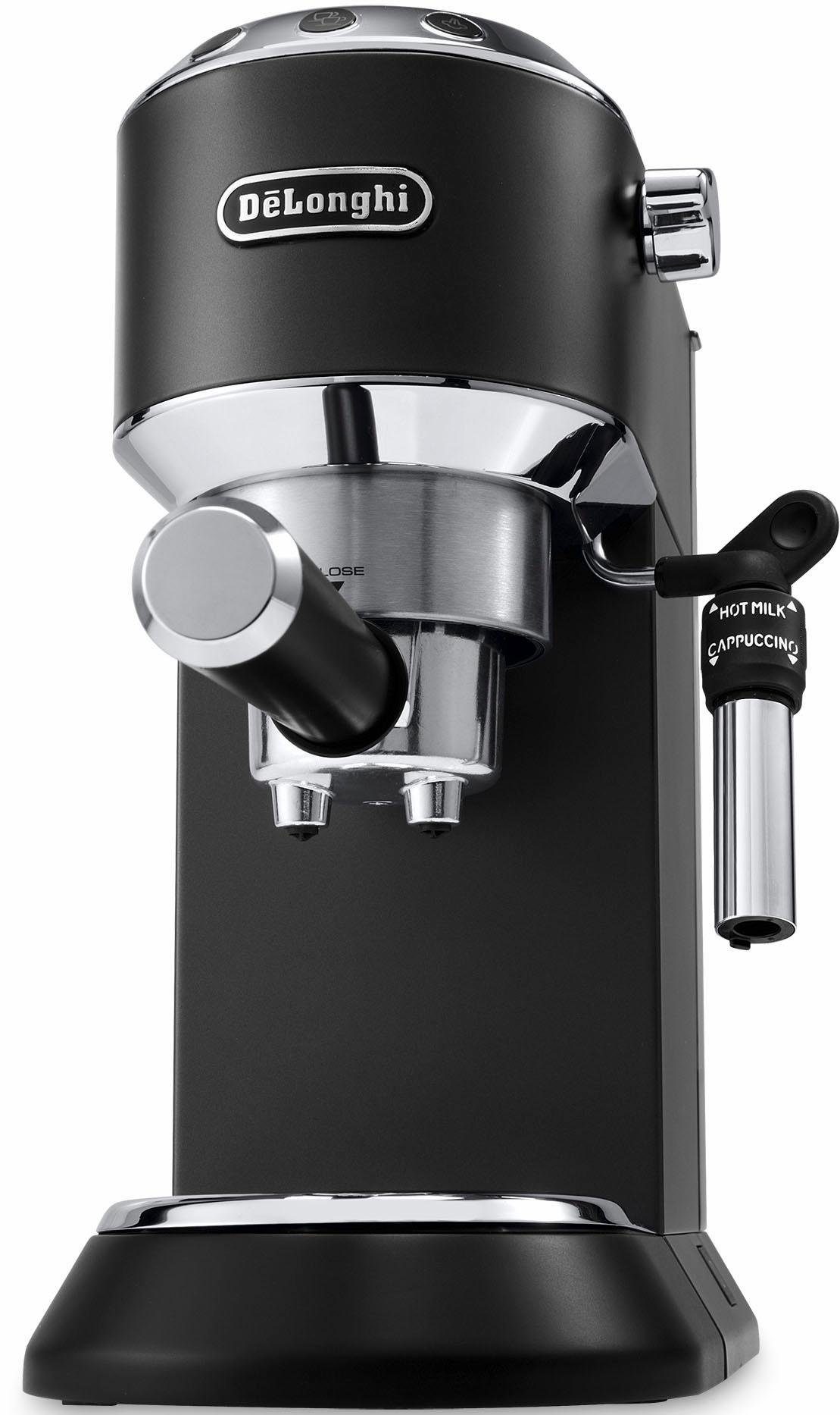 De'Longhi Espressomaschine Dedica Style EC685.BK - Espresso & Doppio, mit Milchschaumdüse, Nur 15 cm breit, für E.S.E Pads geeignet, 1L, inkl. Milchschaumdüse