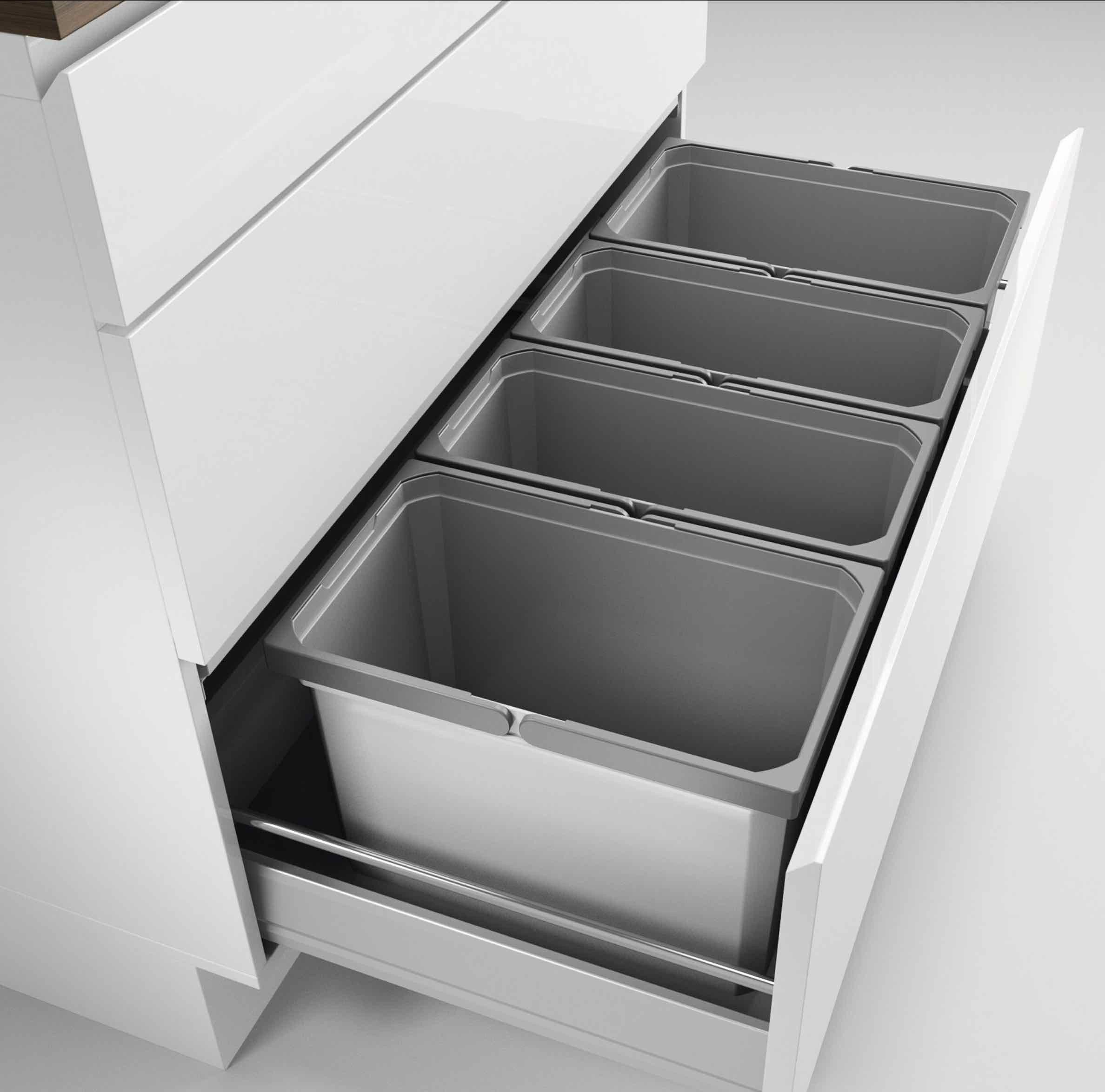 Naber Einbaumülleimer NABER Cox® Box 275 S/1000-4. Hellgrau, für Auszugstechnik 100 cm