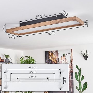 hofstein Deckenleuchte Deckenleuchte aus Metall/MDF/Kunststoff in Schwarz/Holzoptik/Weiß, LED fest integriert, 2700-6500 Kelvin, 220-2650 Lumen, dimmbar/Lichtfarbe änderbar über Fernbedienung