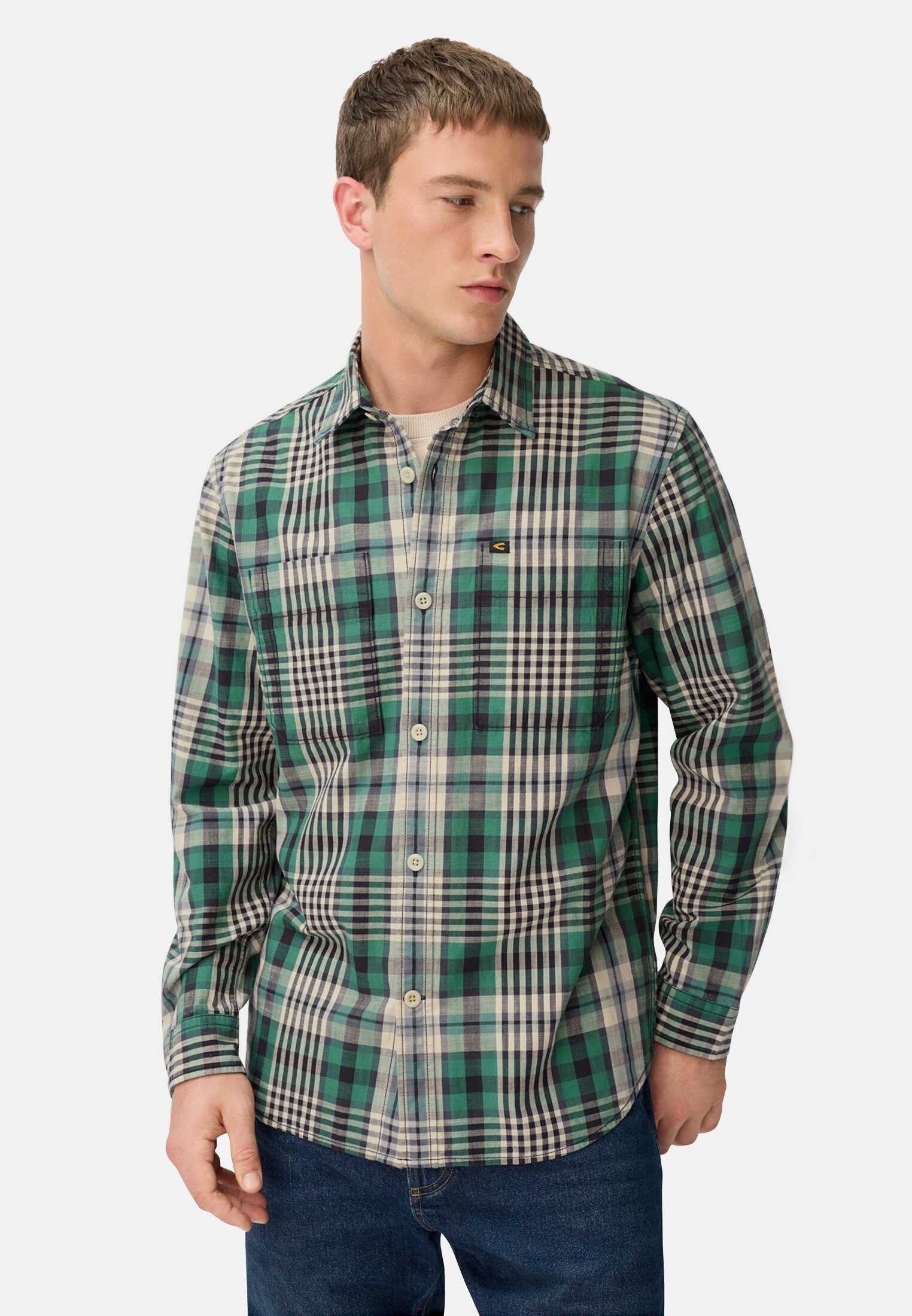 camel active Langarmhemd mit Kentkragen und Brusttaschen Langarm Button-Dow günstig online kaufen