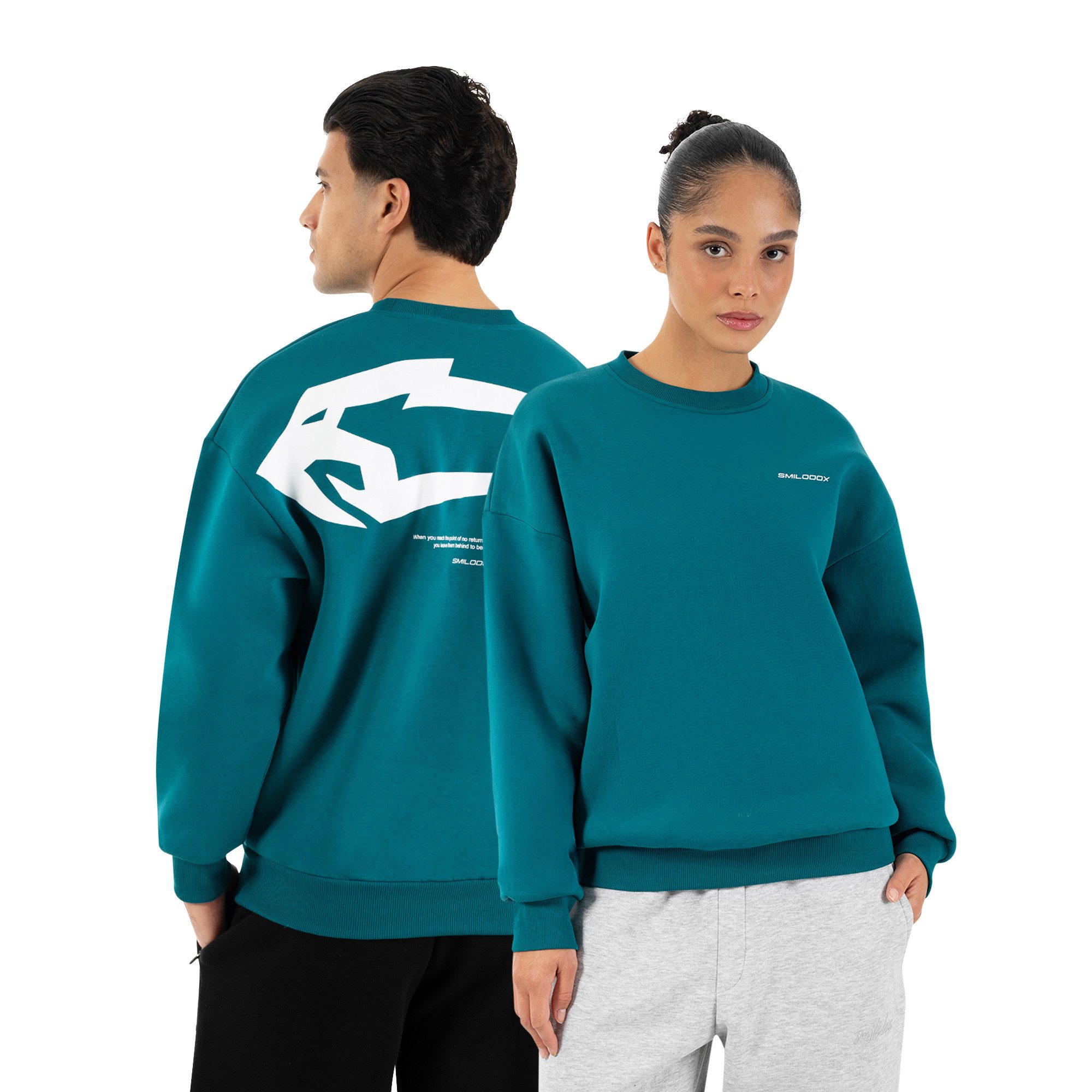 Smilodox Sweatshirt Tane Herren & Damen Unisex Oversize Pullover mit Backprint & Logo weiches Material, Frontlogo, Rundhals, Oversize, Streetwear