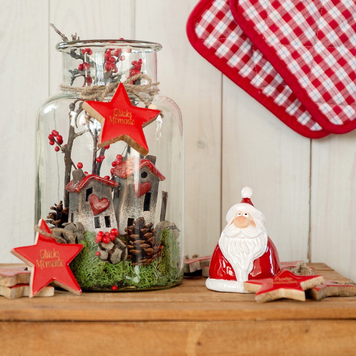 Florists Products Weihnachtsmann Weihnachtsmann-Figur Set 13 cm Rot – Keramik Dekoration, 2 Stück