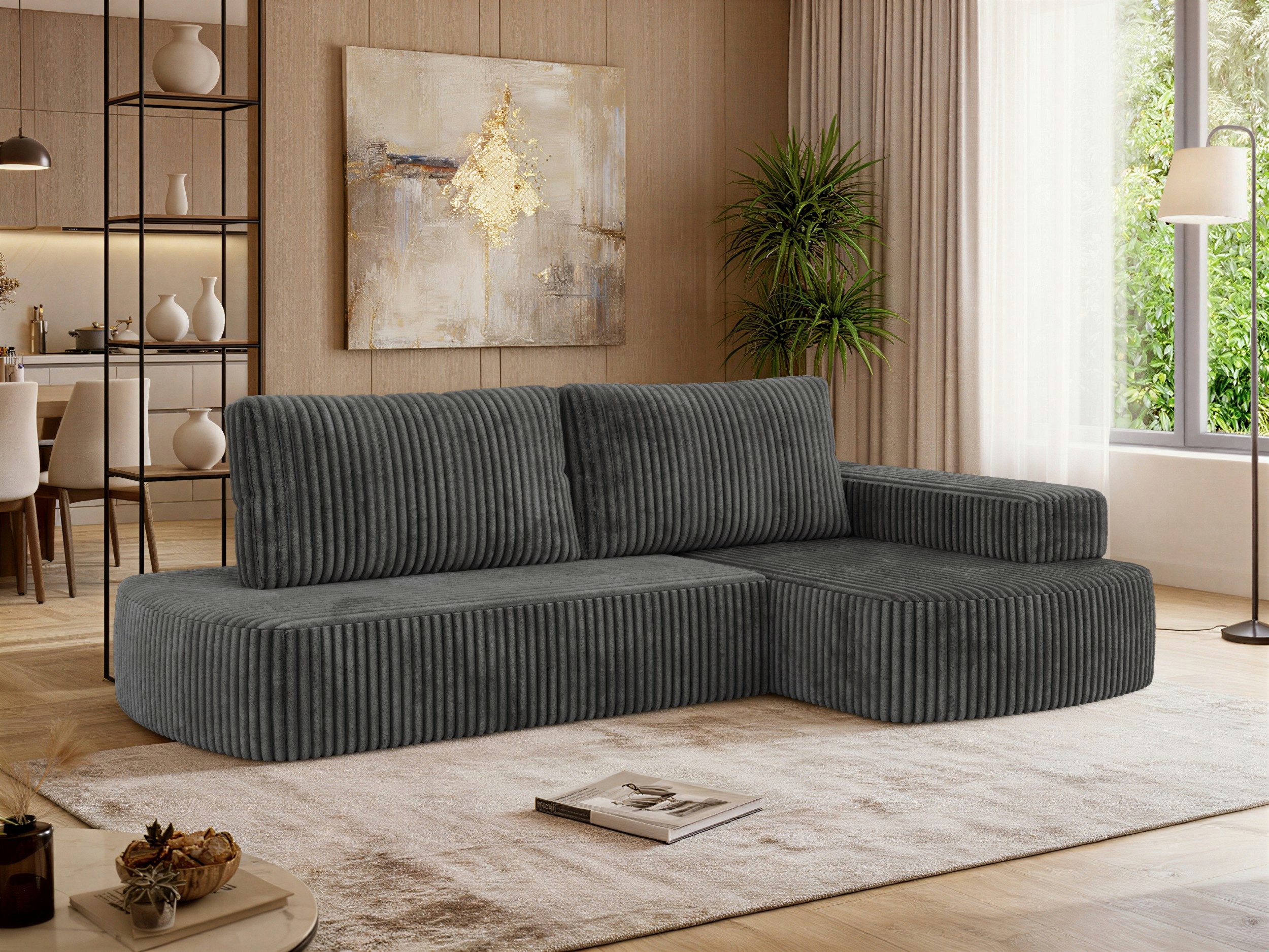 MKS MÖBEL Ecksofa LIRENA L, aus Schaum mit Schlaffunktion, L-Form, Schaumstoffsofa, Schlafsofa, Wohnlandschaft, bodennah, ohne Gestell