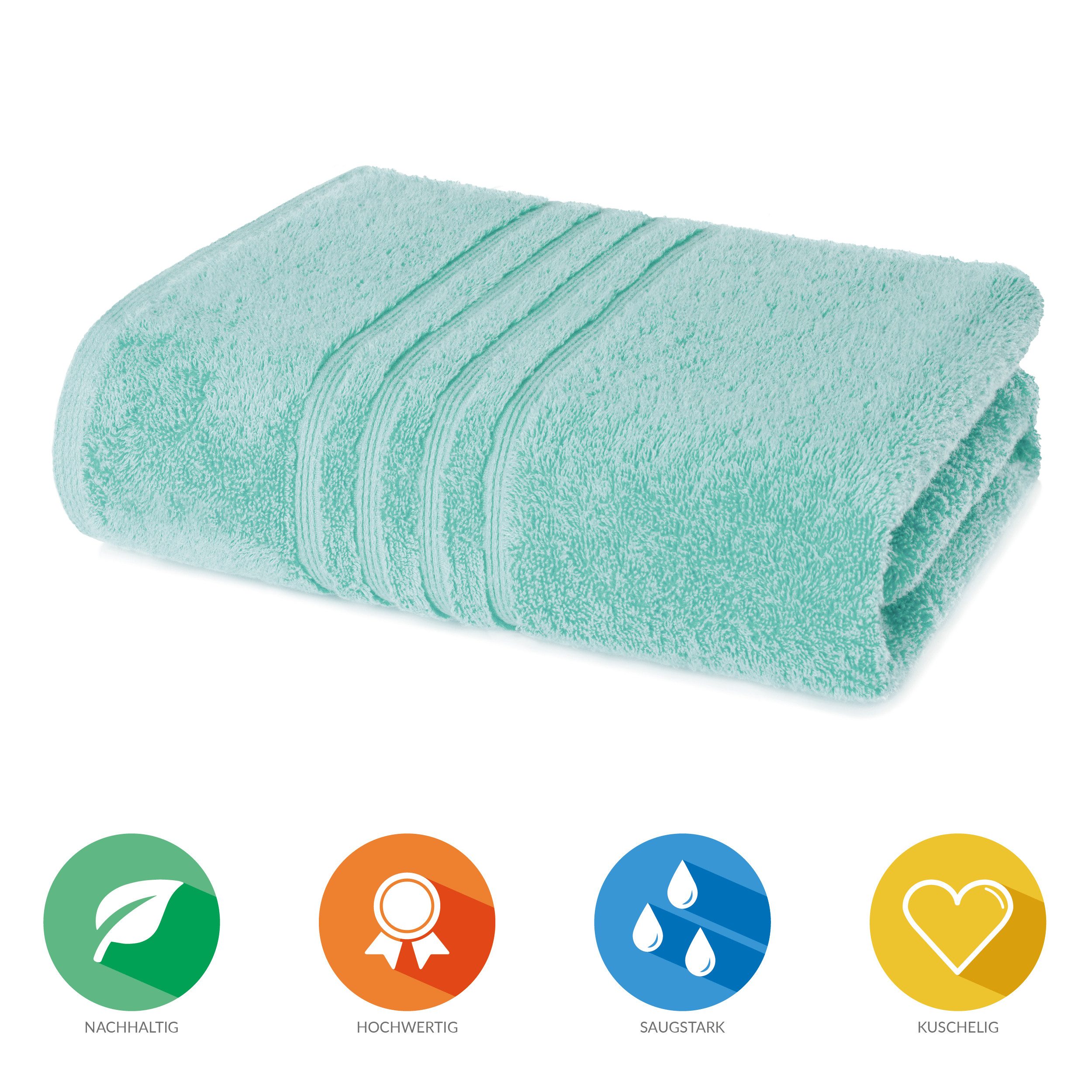 Lavea Badetuch Bali Duschtuch 100x150 cm Duschtuch 70x140 cm, Weiches Bio-Baumwollfrottee (1-St), Handtuch, GOTS-zertifiziert, extra saugstark mit 500g/m² – Bild 2 von 5
