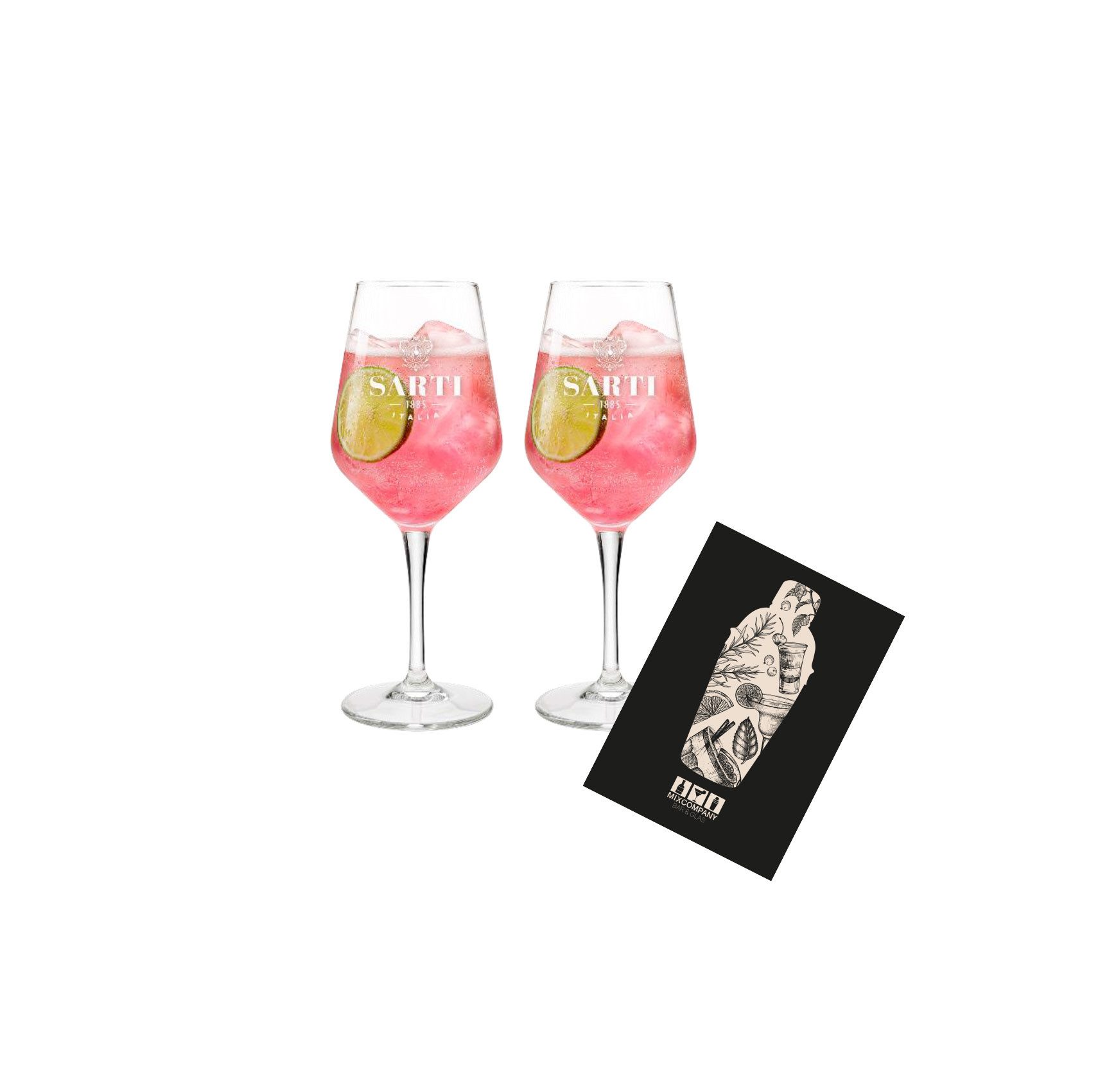 Mixcompany Gläser-Set Sarti Rosa Italia – 2er Set Ballongläser für Aperitifs & Cocktail