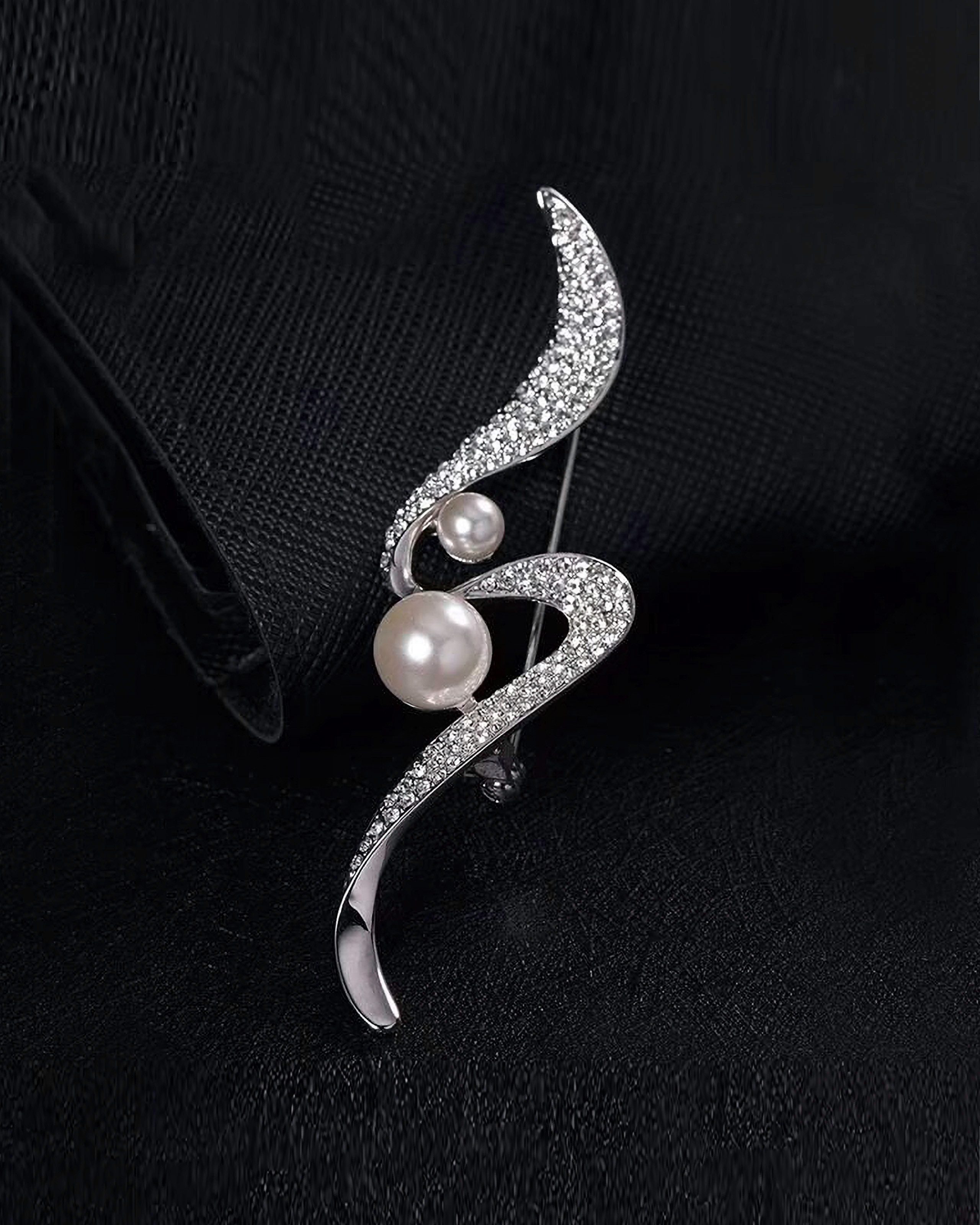 MayTree Brosche "Kobra", brilliant mit zwei Zierperlen (Stück, 1-tlg), silb günstig online kaufen