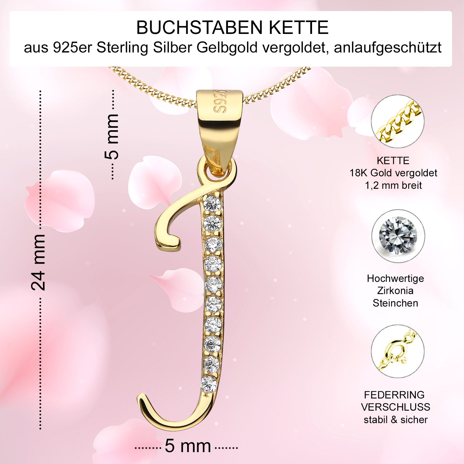 AMERITA Kette mit Anhänger Buchstabe J günstig online kaufen