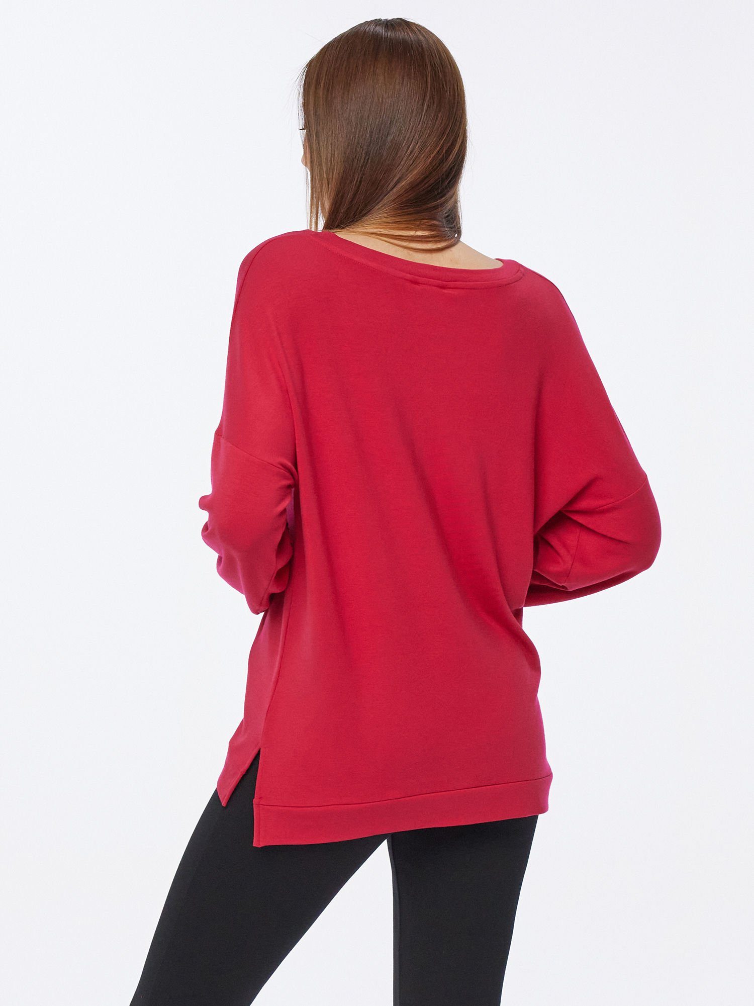 MONACO blue WEEKEND Langarmshirt Longsleeve figurumspielend mit "Love and Smile"-Aufdruck