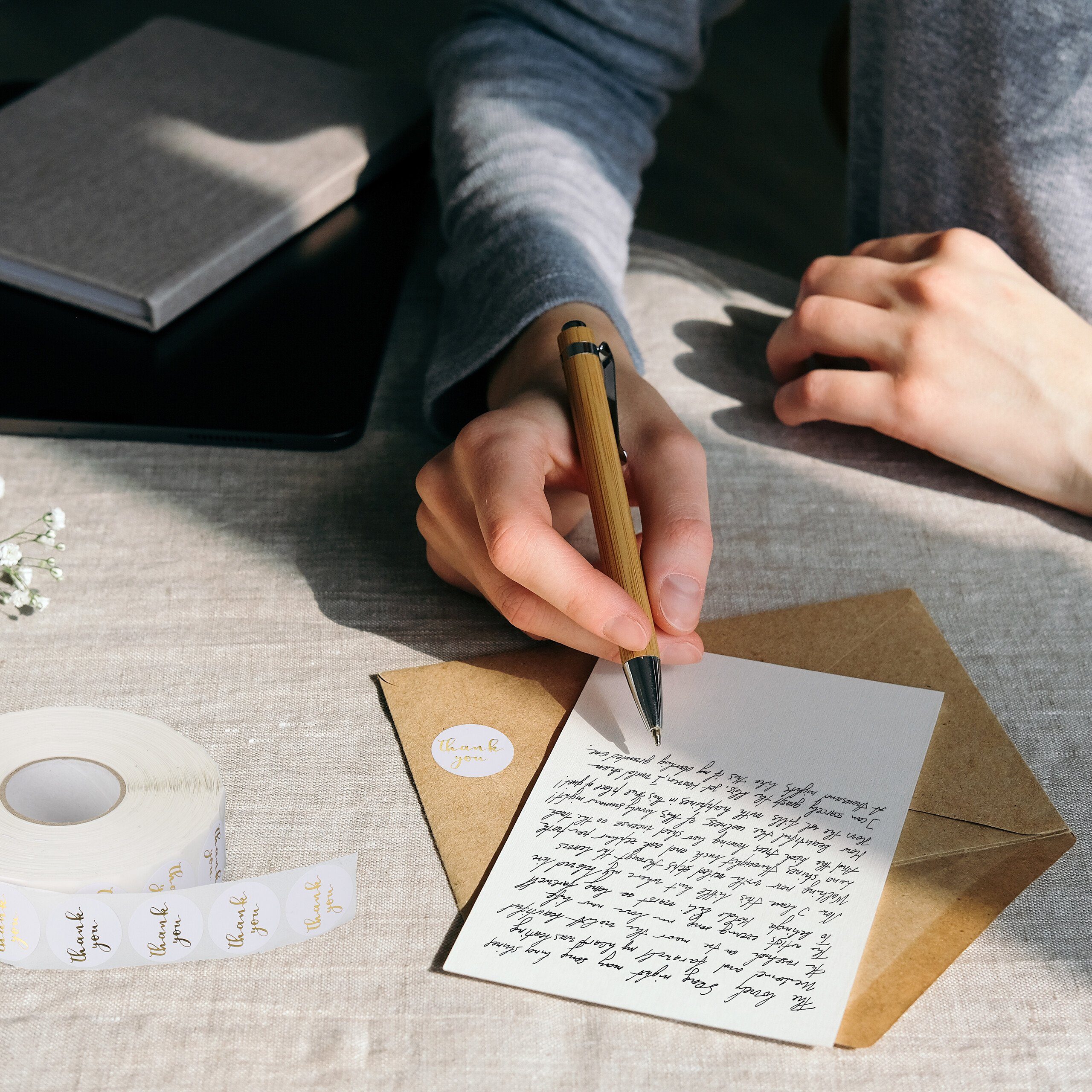 relaxdays Sticker Danke Aufkleber "Thank you" 2500 Stück, weiß