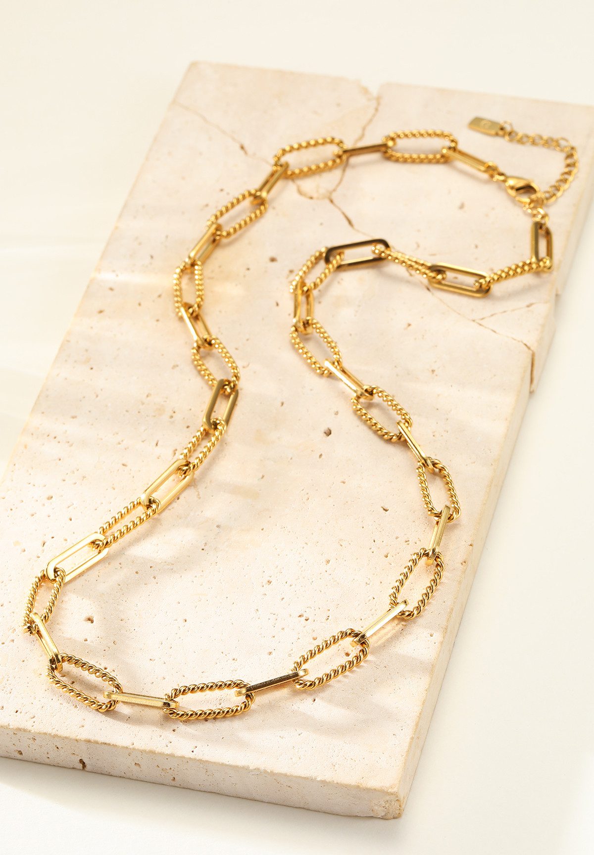 Hey Happiness Gliederkette Twist Chic, Ovale Glieder Kette, Gedrehte Damen Kette Paperclip, wasserfest