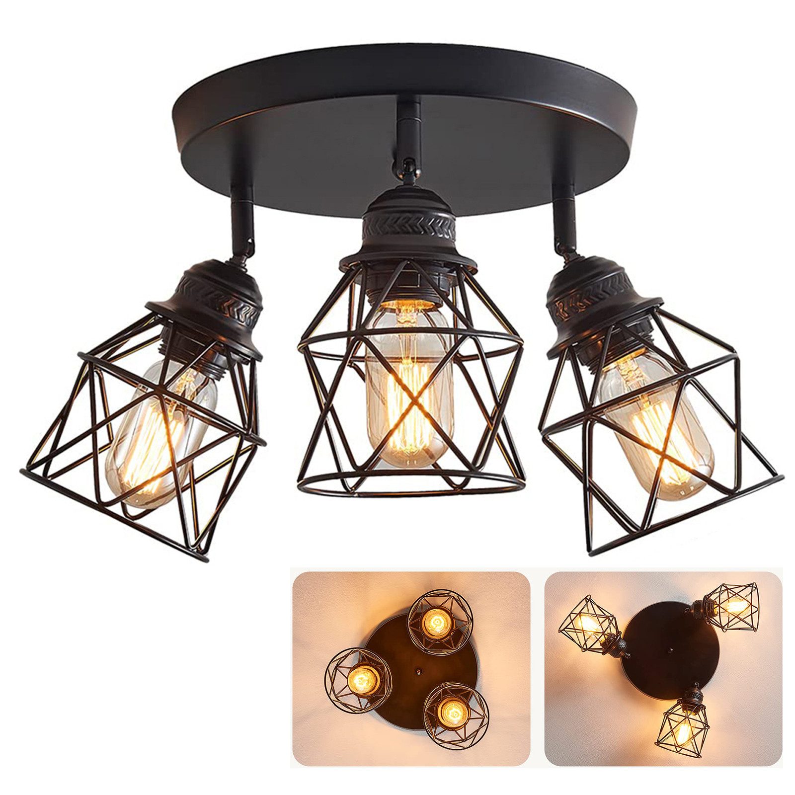 MUPOO Deckenleuchten LED-Deckenstrahler,Retro Deckenlampe E27,aus Metall in günstig online kaufen