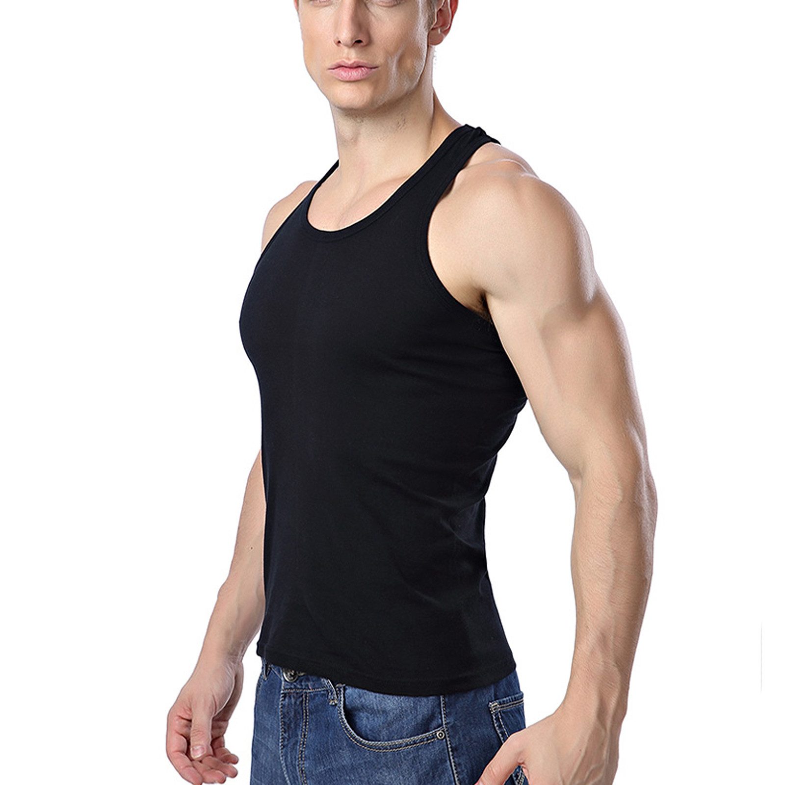 TANTOMI Unterhemd 3er Pack Unterhemd Herren Tank-Top (Packung, 3-St) Schwarz Weiss, Geeignet für Sport, Fitness und Den Alltag