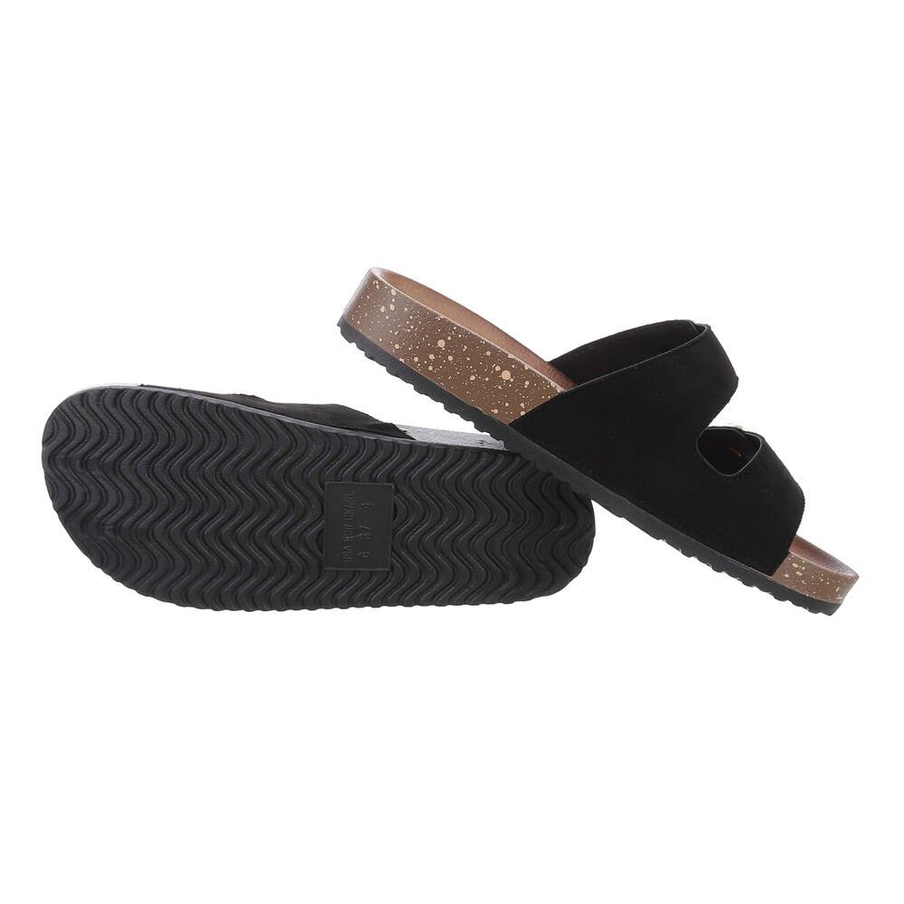 Ital-Design Damen Mules Freizeit Pantolette Flach Pantoletten in Schwarz günstig online kaufen