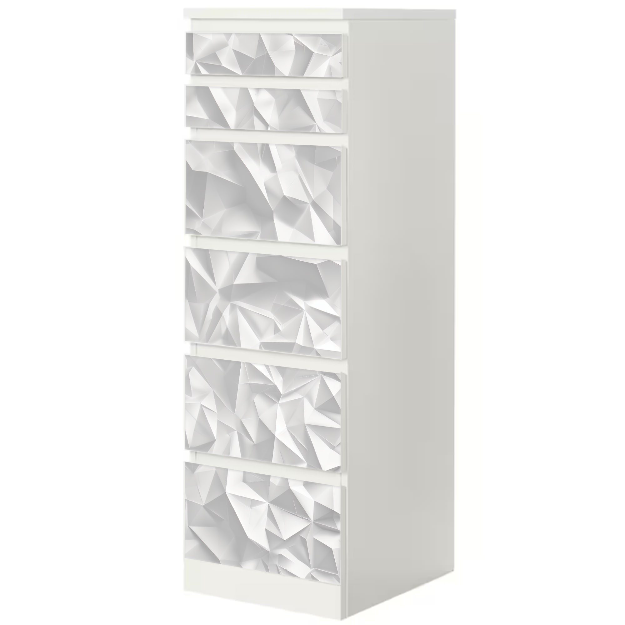 Sunnywall Möbelfolie passend für IKEA Malm Kommode Schrankfolie Aufkleber mit Origami Motiv, blasenfreie selbstklebende Folie (SCHRANK NICHT INKLUSIVE)