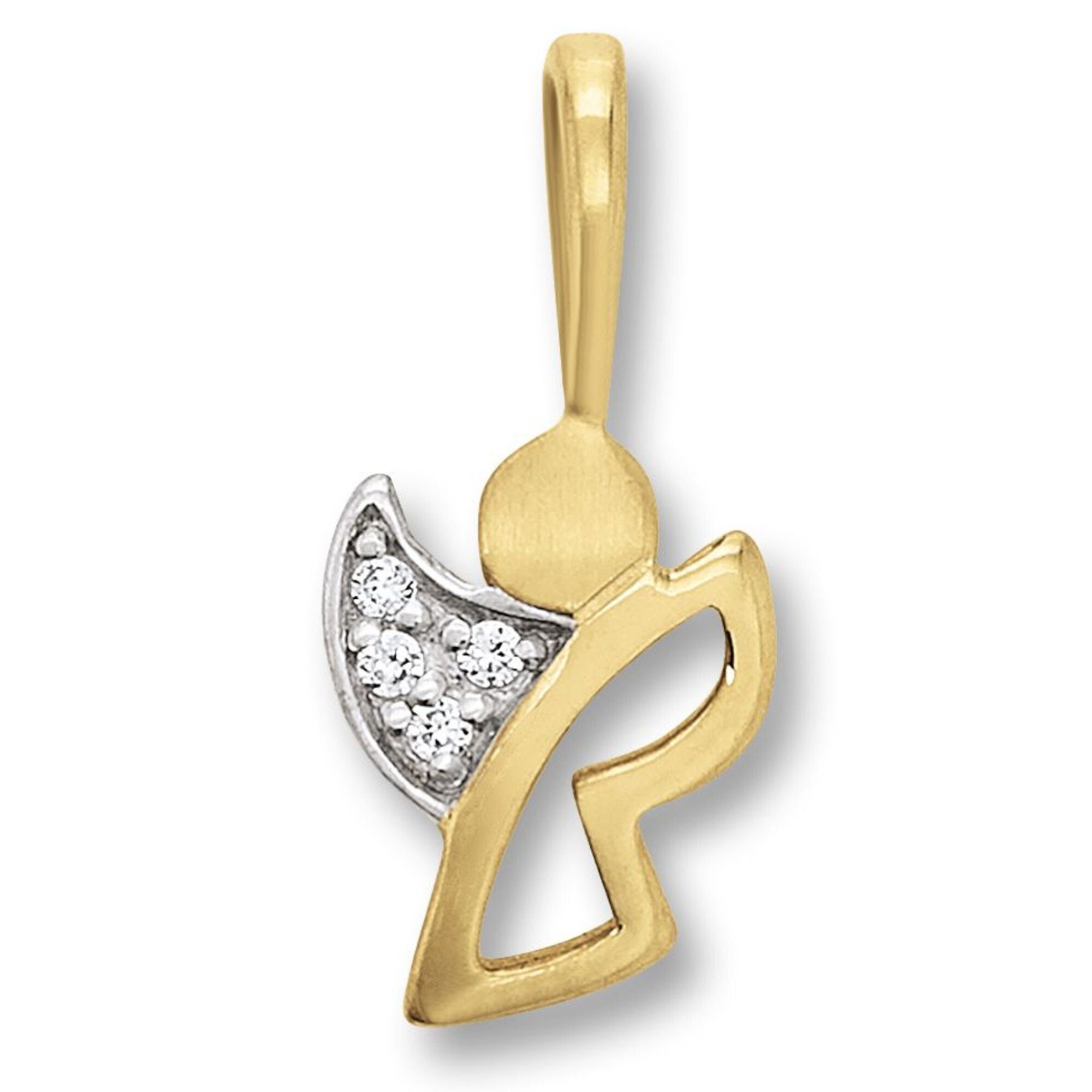 Damen Kettenanhänger ONE Schmuck ELEMENT Zirkonia 333 Gelbgold, Engel aus Gold Anhänger Engel