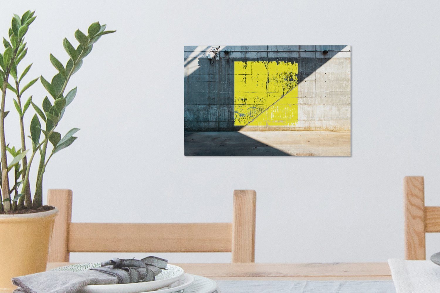 cm OneMillionCanvasses® Gelbes Leinwandbild 30x20 St), Aufhängefertig, (1 Wanddeko, Quadrat, Leinwandbilder, Graffiti Wandbild