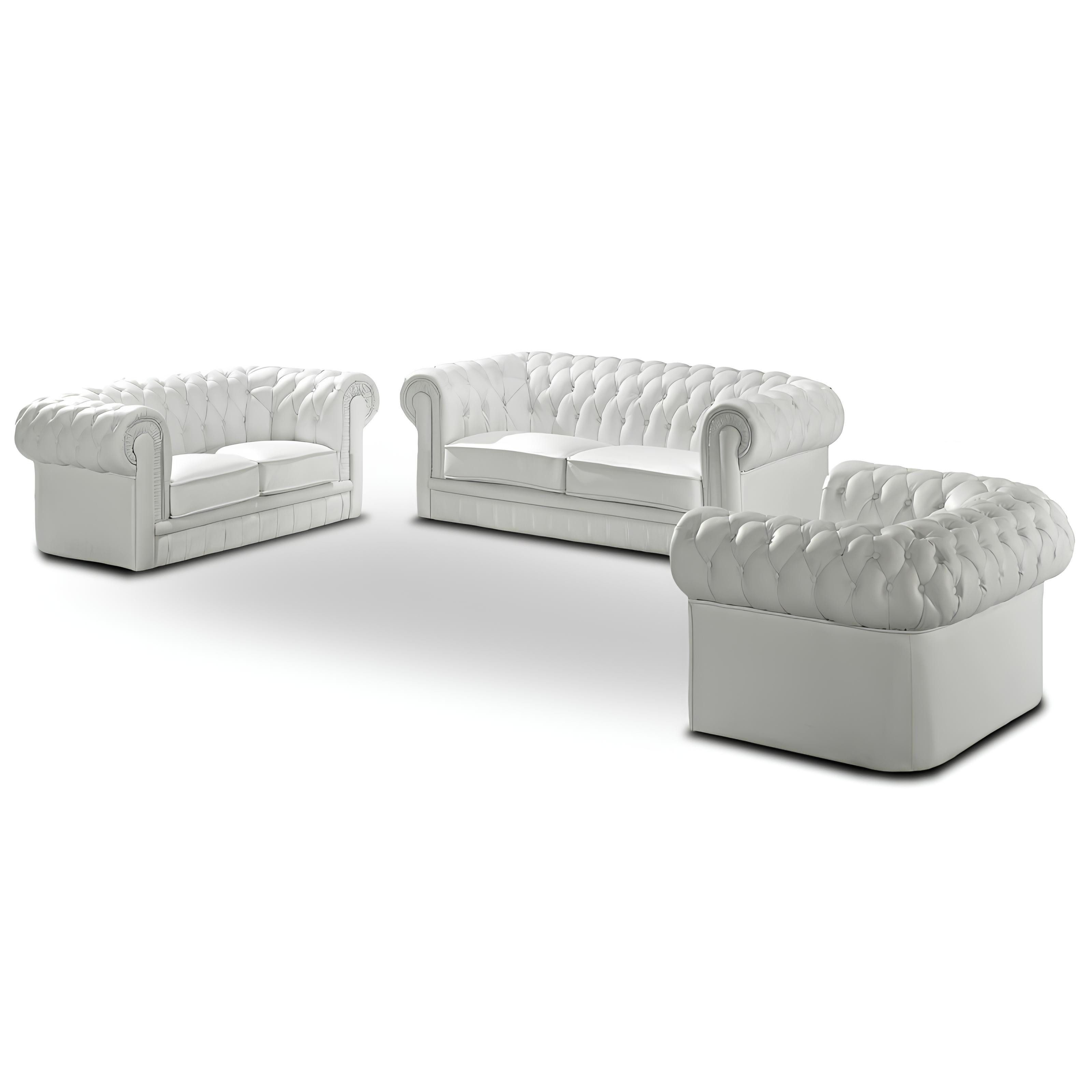 Xlmoebel Chesterfield-Sofa Chesterfield Sofagarnitur Schaffhausen aus Leder mit Knopfheftung, Hergestellt in Europa