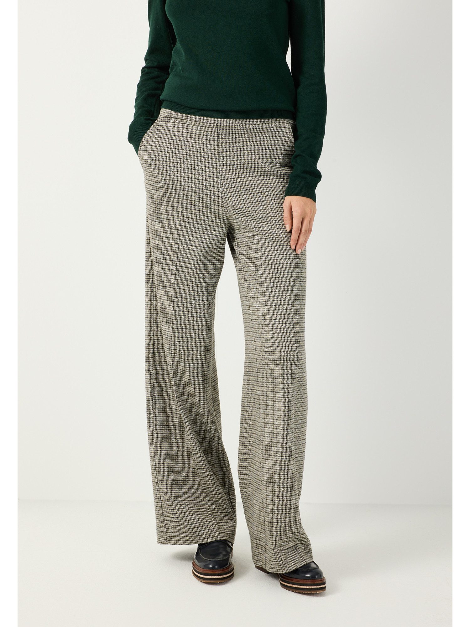 MORE&MORE Stoffhose gepflegte, karierte Jerseyhose