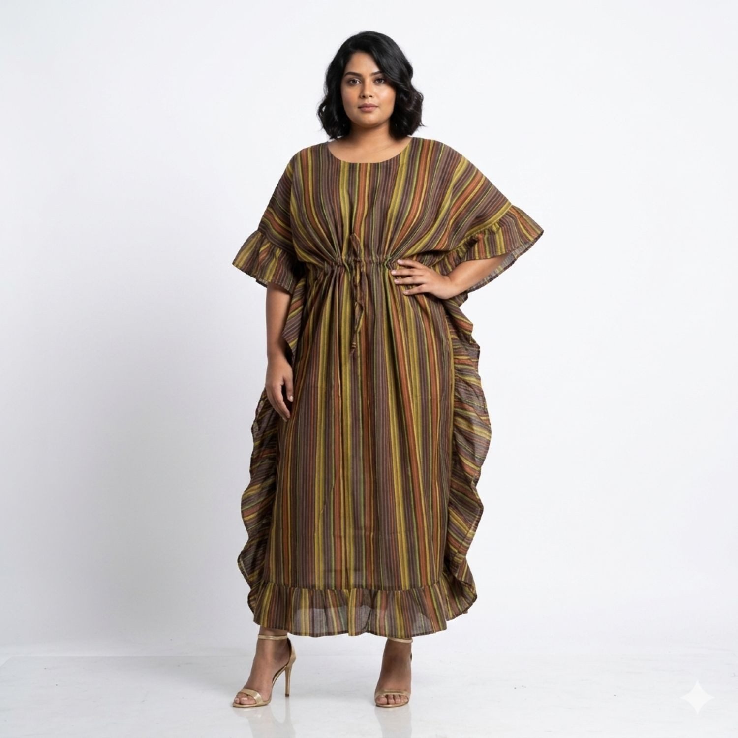 PfauGermany Kaftan Frill Spiral Print Muslin Cotton Kaftan