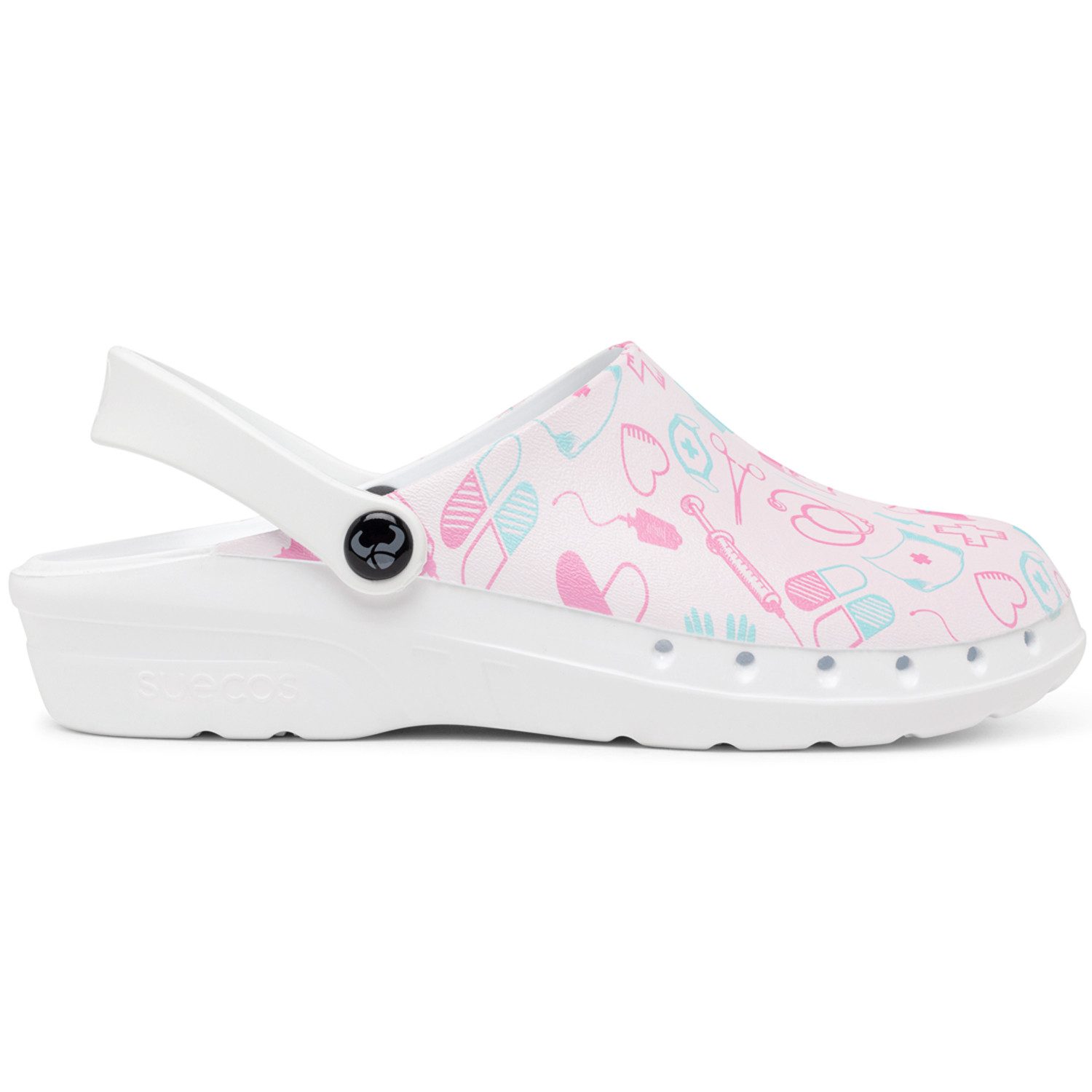 suecos Damen Clogs "ODEN+ PRINT" Medical Pink Sicherheitsschuh