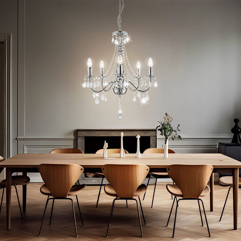 GLOBO LIGHTING Kronleuchter, Leuchtmittel inklusive, Warmweiß, Kronleuchter Hänge Leuchte Beleuchtung Acryl Kristalle Dekor klar