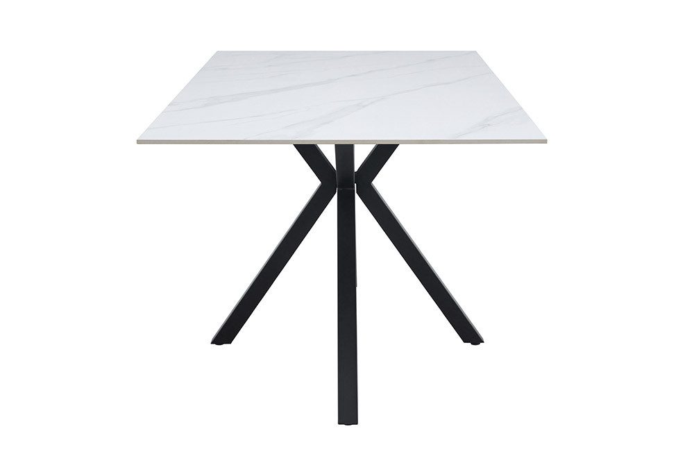 riess-ambiente Esstisch GALAXIE 160cm weiß/schwarz – Keramik, Metallgestell, Marmor-Design (Einzelartikel, 1-St), großer Tisch für bis zu 6 Personen – ideal für Esszimmer & Wohnküchen