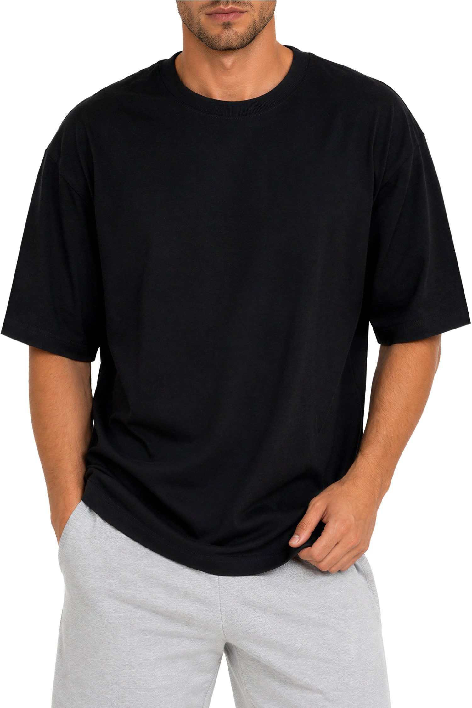 Reichstadt T-Shirt Herren Regular Fit Kurzarmshirt Shoulder Drop 25RS071 in kräftigen Farben