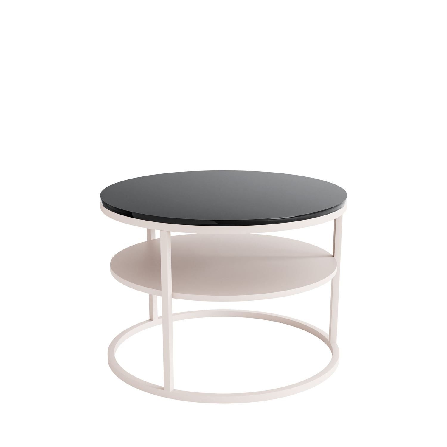 yourhouse24 Couchtisch Inez SLIM Hochglanz, Kaschmir Hochglanz, Ø 60 cm (Couchtisch Slim), Tischplatte Hochglanz