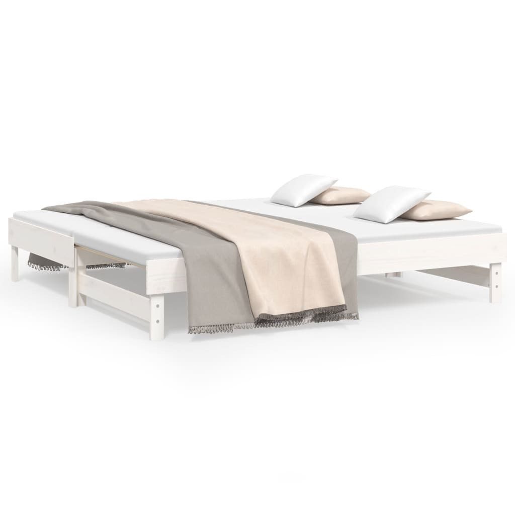 vidaXL Bett, Tagesbett Ausziehbar Weiß 2x(75x190) cm Massivholz Kiefer günstig online kaufen