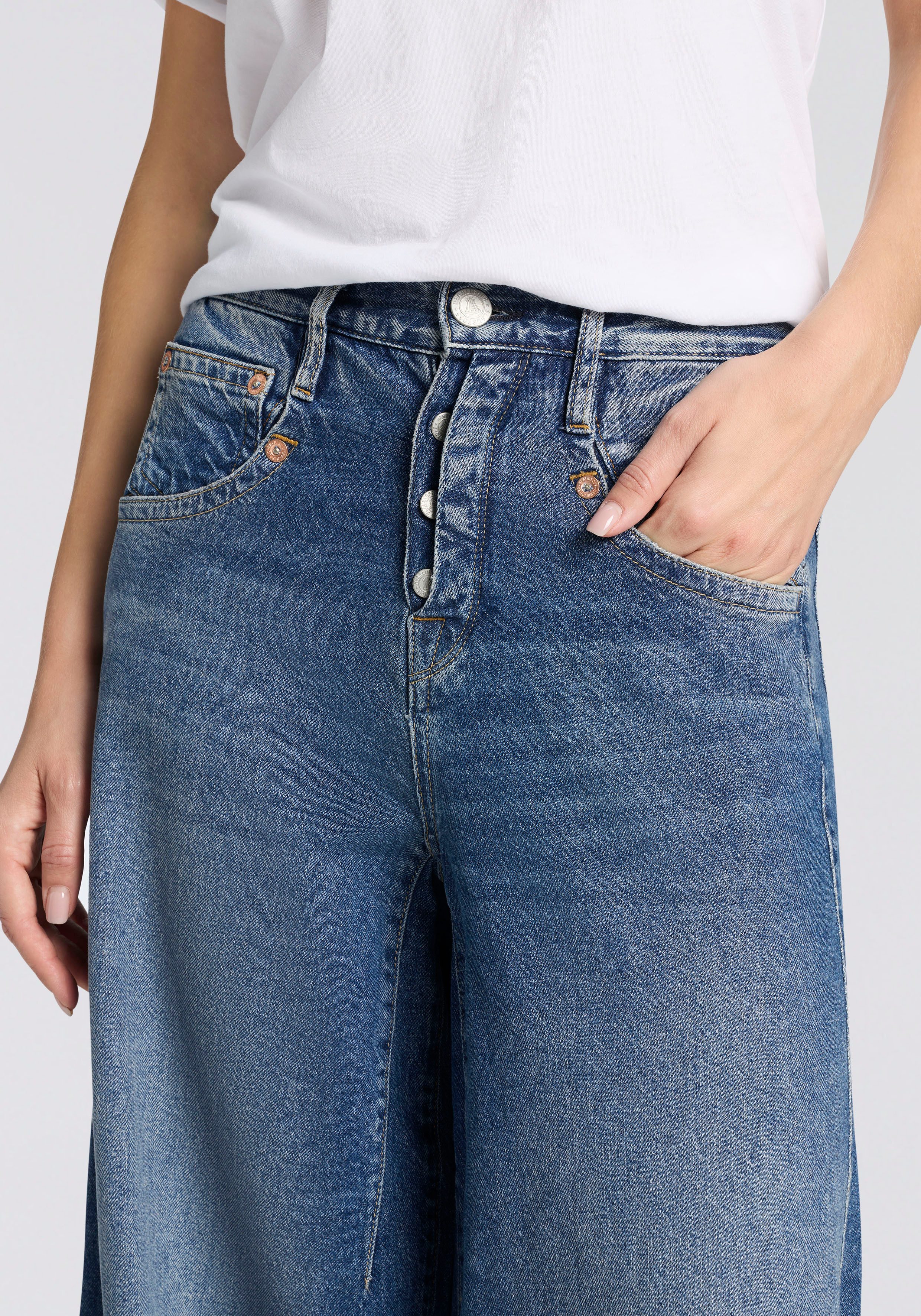 Herrlicher 5-Pocket-Jeans Shyra Palazzo Denim mit besonders weitem Bein