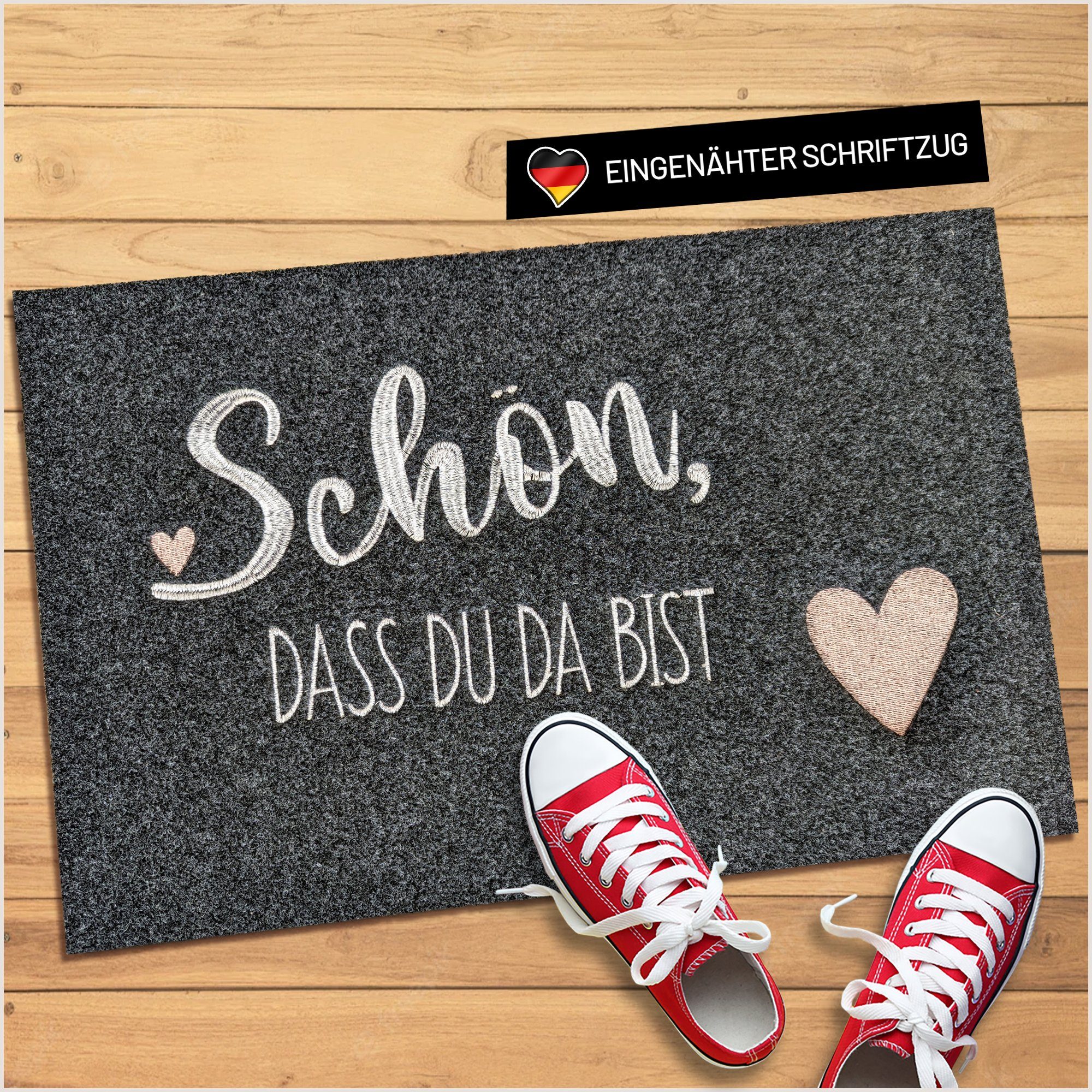 WELLMODA Fußmatte Hereinspaziert I + Genähter Schriftzug, Rechteckig, Höhe: günstig online kaufen