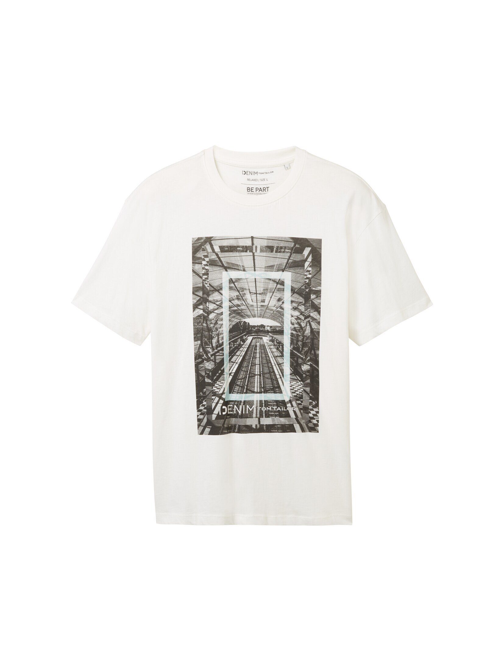 TAILOR Denim T-Shirt Bio-Baumwolle mit Wool TOM White T-Shirt