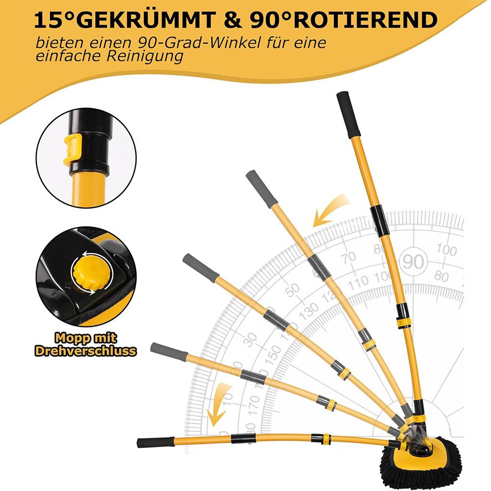 AFKSMILE Autowaschbürste 15° Bogen Auto Waschbürste mit Teleskopstiel,Aluminium Autowaschbürste, (1-tlg), Mikrofaser Chenille Reinigungskit für Auto, LKW und Ha – Bild 4 von 5