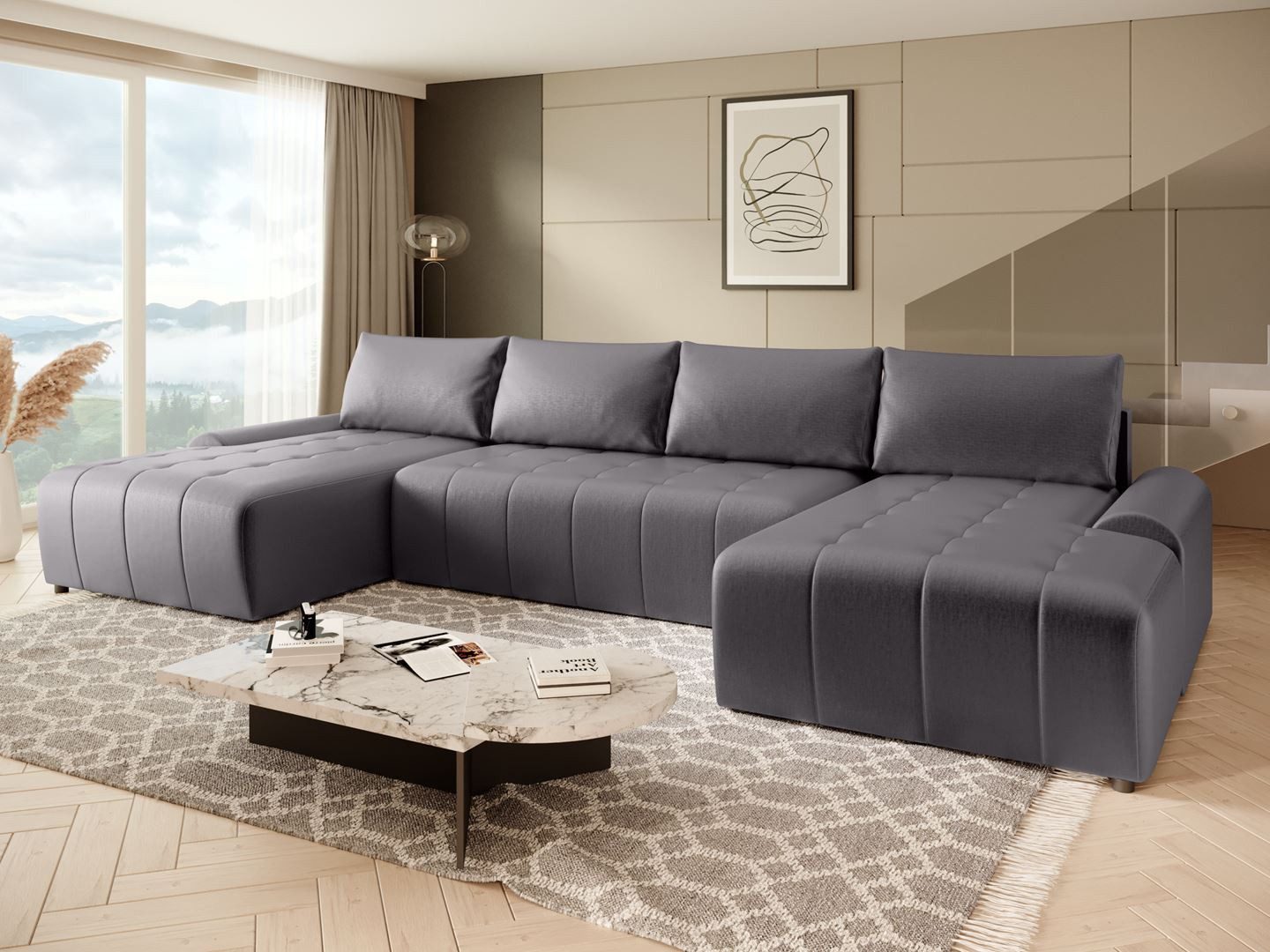 Beautysofa Ecksofa Costa U, inkl. Schlaffunktion, Bettkasten, modernes Lounge-Ecke für Wohnzimmer