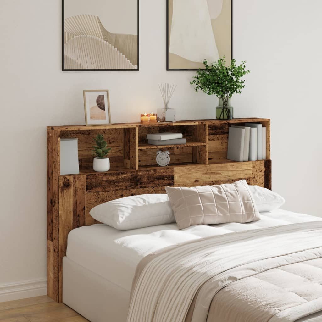 vidaXL Bett Kopfteil mit Stauraum Altholz-Optik 160x19x103,5 cm (1-tlg)