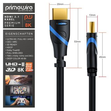 Primewire HDMI-Kabel, 2.1, HDMI Typ A (50 cm), 8k @ 120Hz 4K @ 240Hz, DSC, UHD, HDR, eARC, VRR, 48 Gbit/s - 0,5m