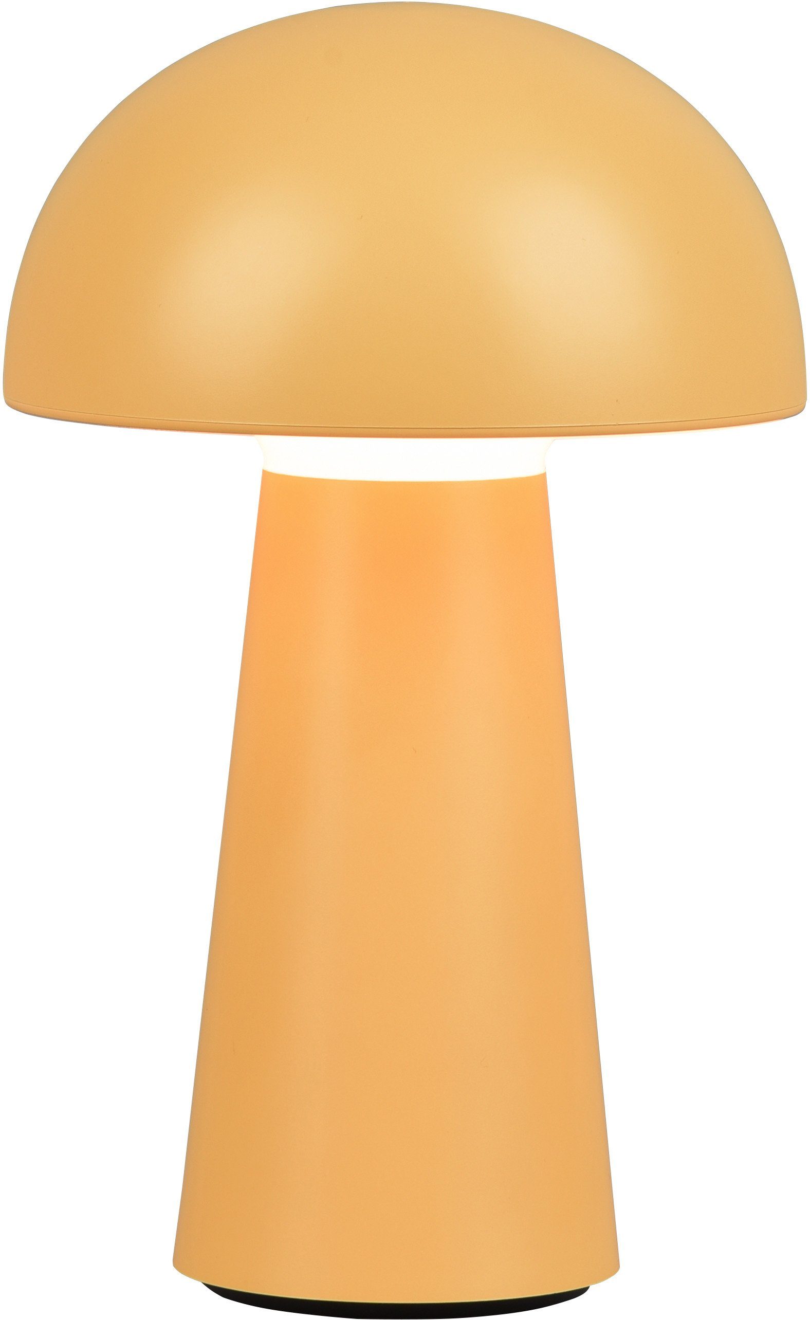 Outdoor gelb TRIO Tischlampe, Lennon, Touchdimmer, Leuchten Dimmfunktion, Warmweiß, per integriert, LED 4-fach LED fest Ladefunktion LED IP44 Außen-Tischleuchte USB,